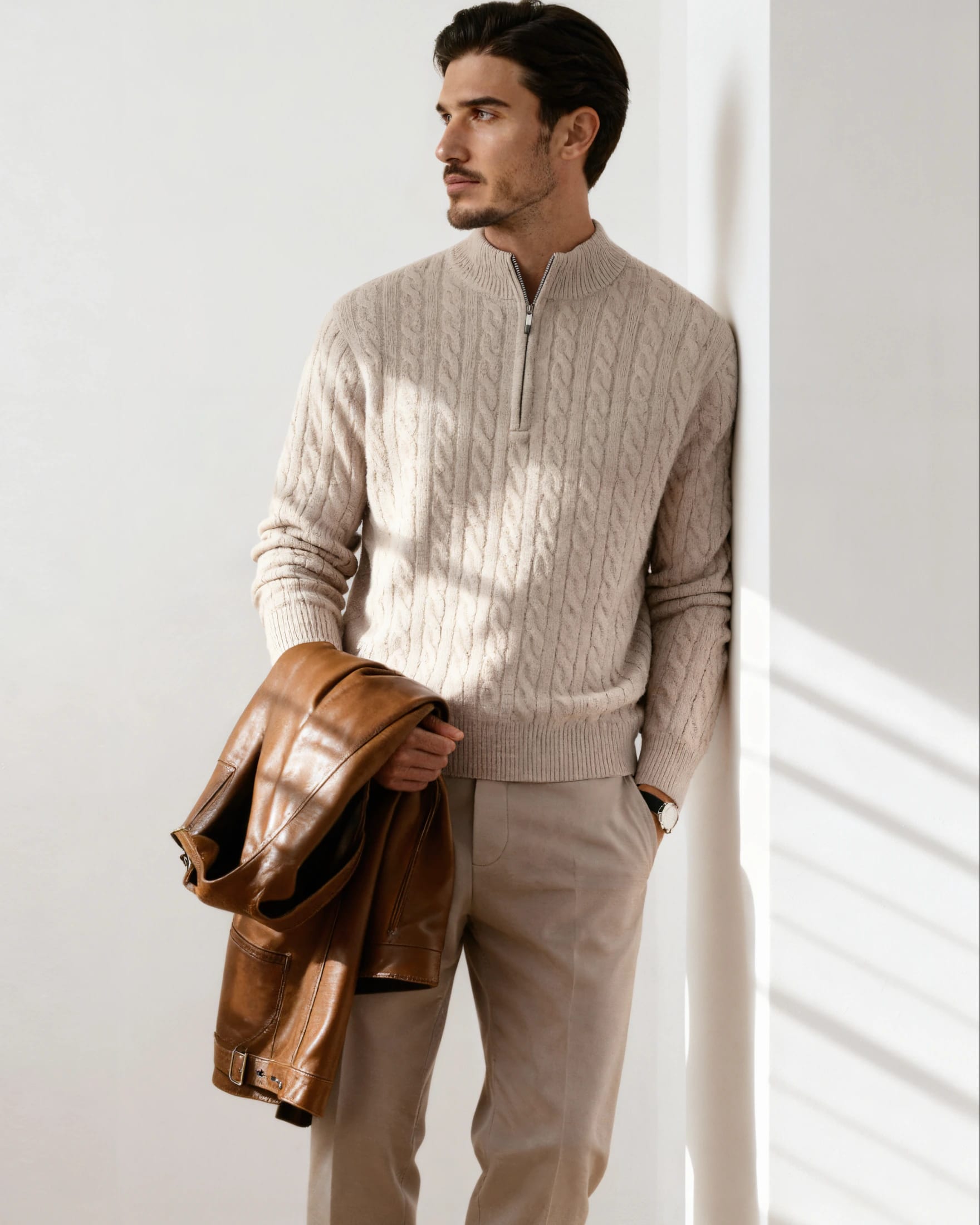 100% Cashmere Woven Half Zip - imagen 1