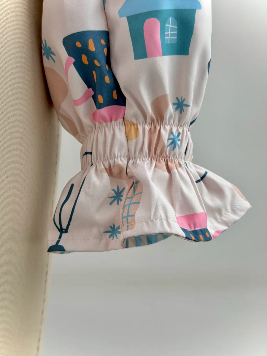 Chaqueta corta estampada crema - imagen 4