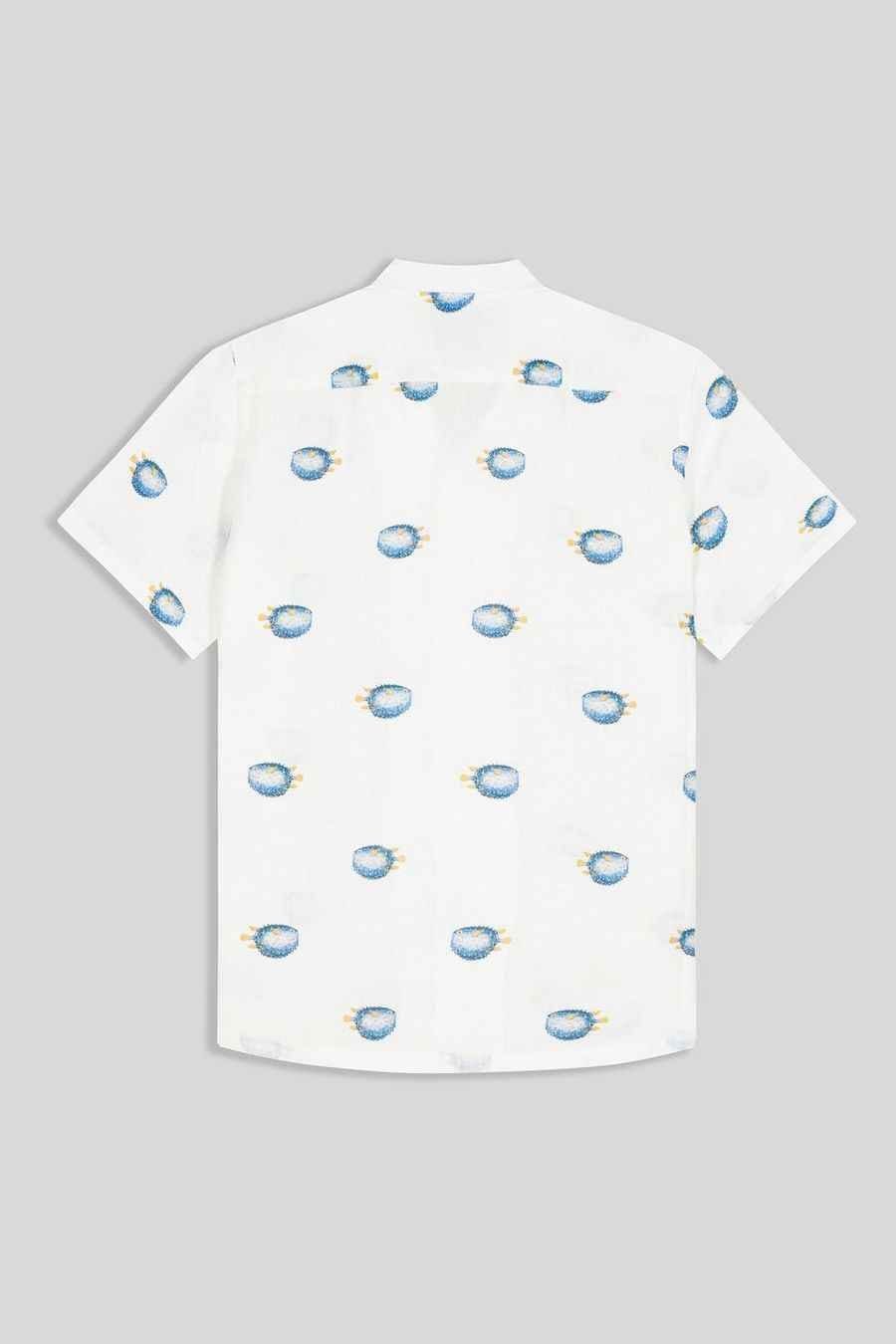 Men's linen shirt with separate pufferfish blue - imagen 2