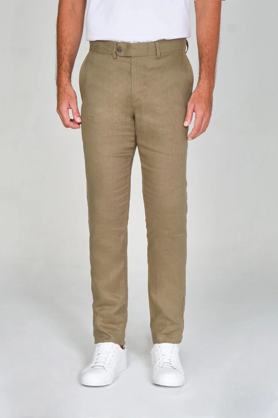 Pantalón Formal Slim Fit 100% Lino Verde Olive - imagen 1