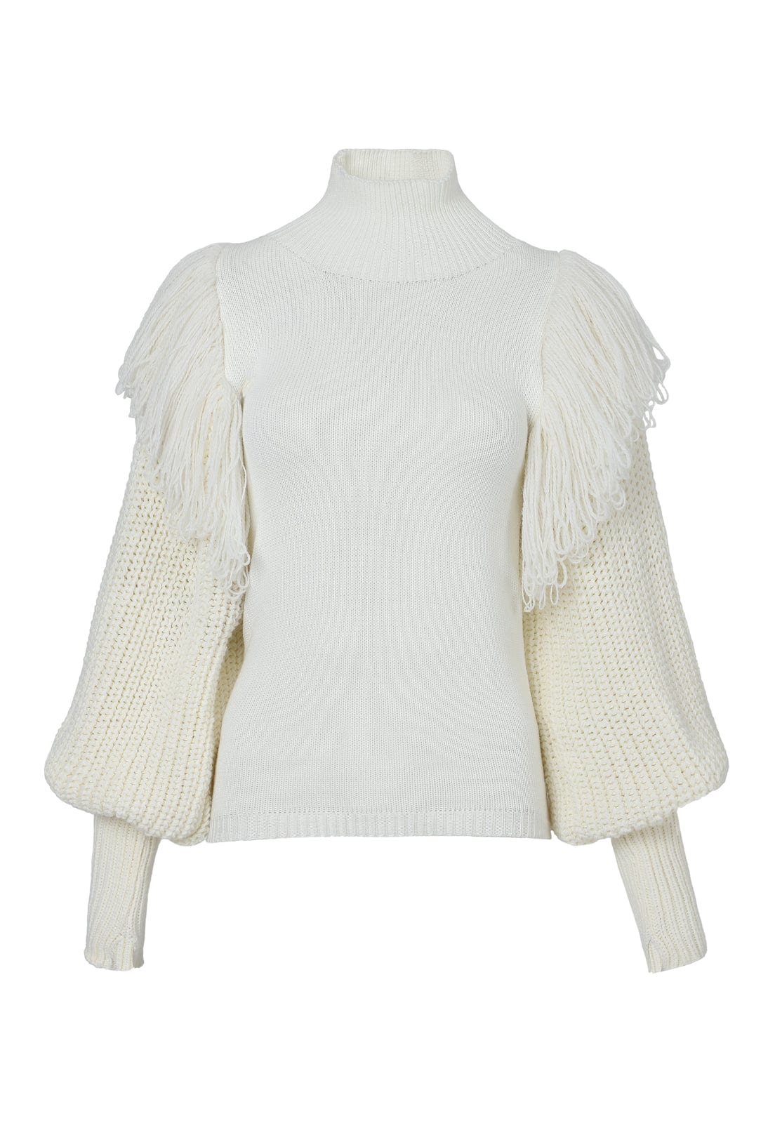 PUFF SLEEVE FRINGES SWEATER - imagen 1
