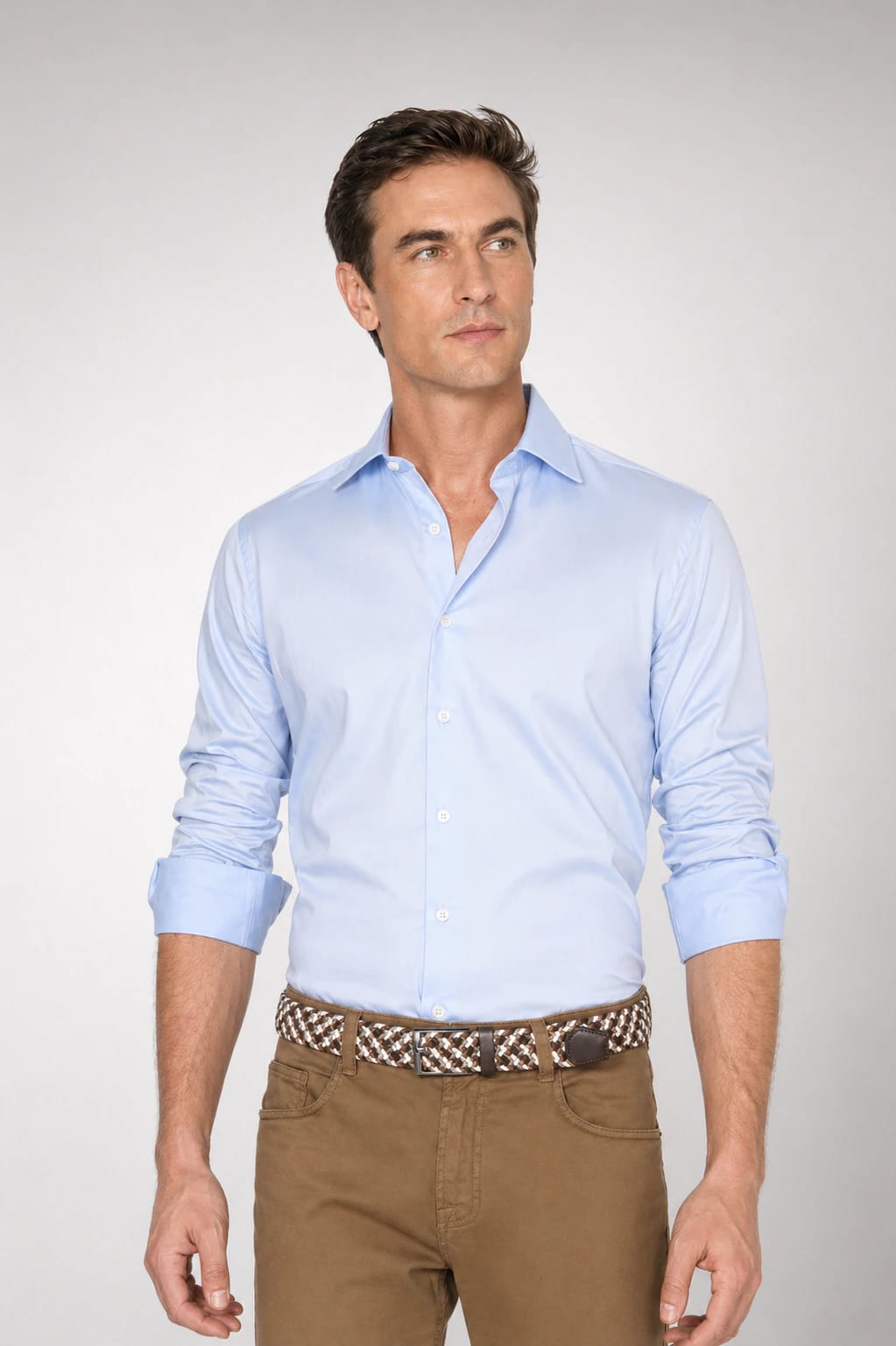 Camisa Classic Algodón Pima Azul Claro - imagen 1