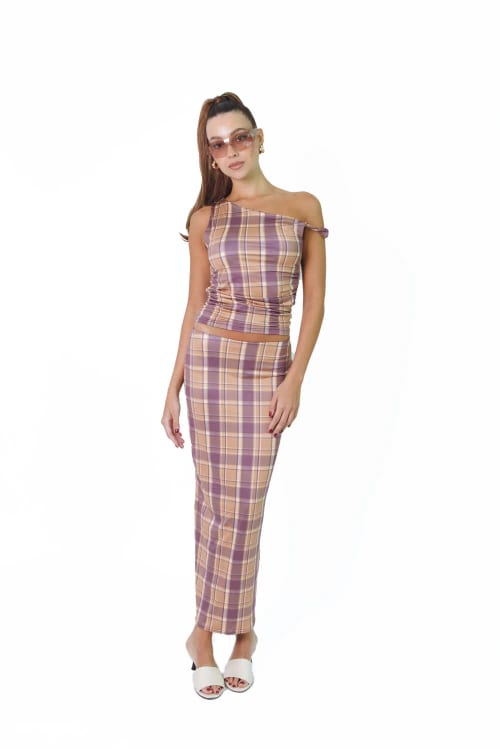 Long Skirt in Purple Tartan - imagen 3