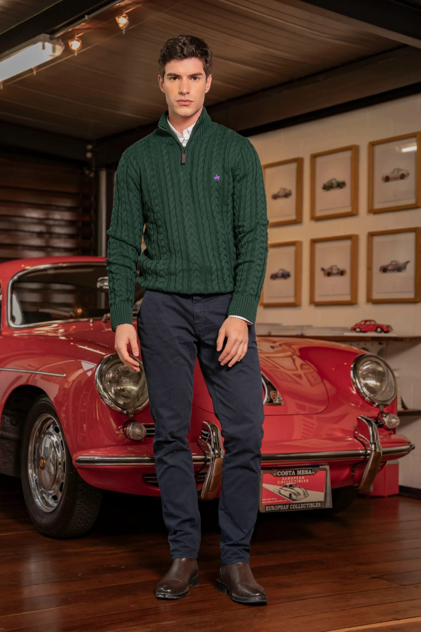 Suéter Halfzip Trenzado Rib Hombre Verde Pino - imagen 4