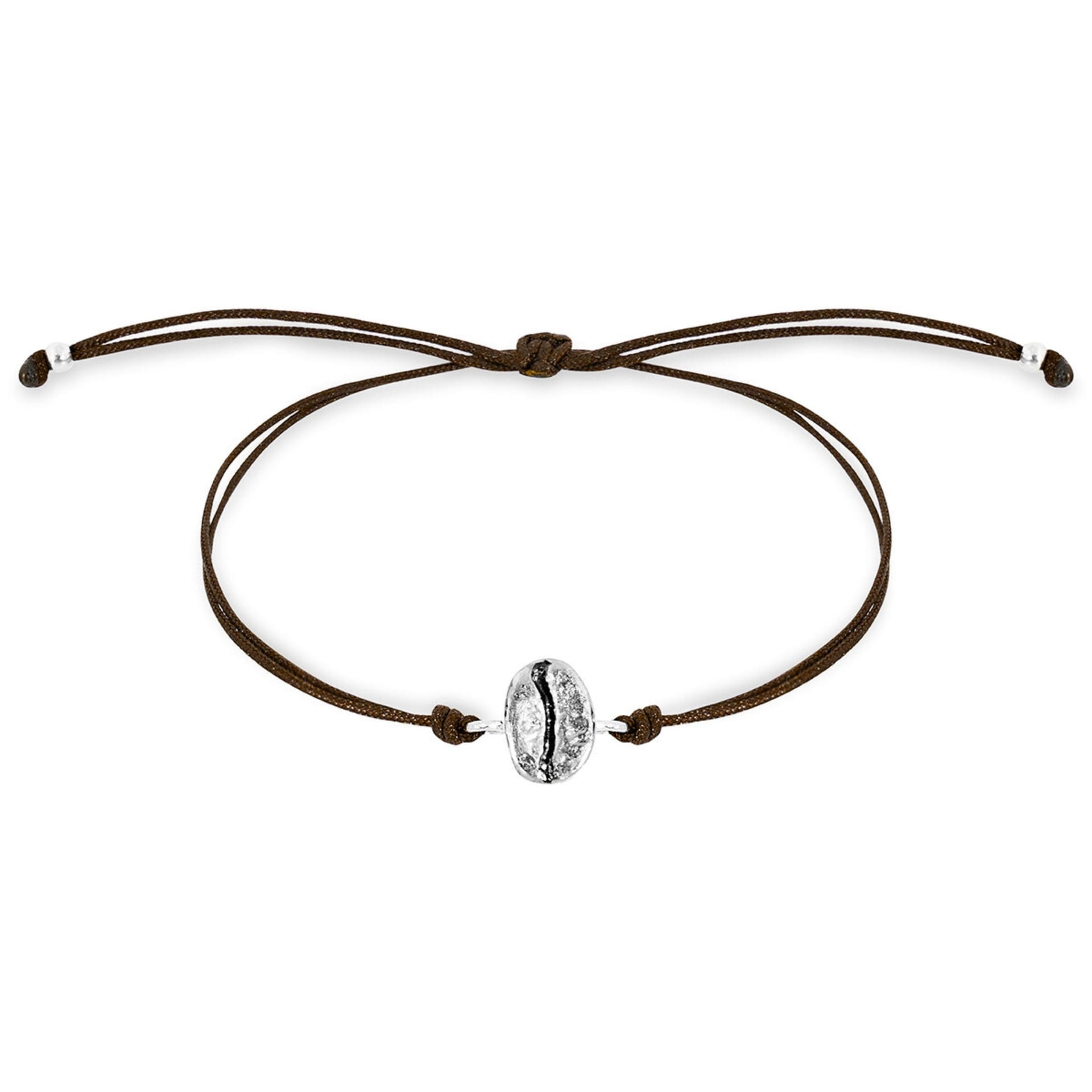 Pulsera grano de café Caturra en plata envejecida con hilo - imagen 1