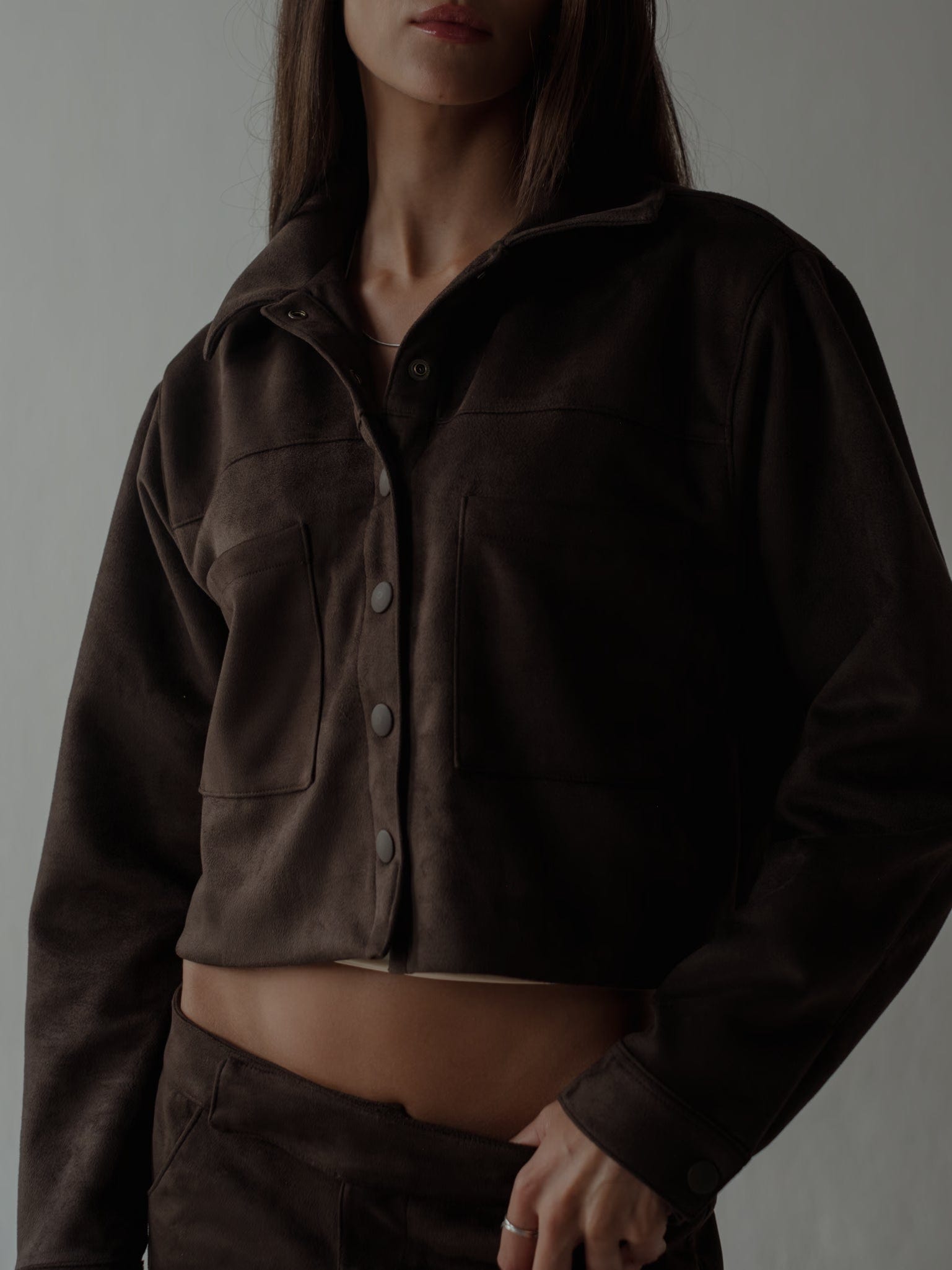 SUEDE BOXY JACKET - ESPRESSO - imagen 12
