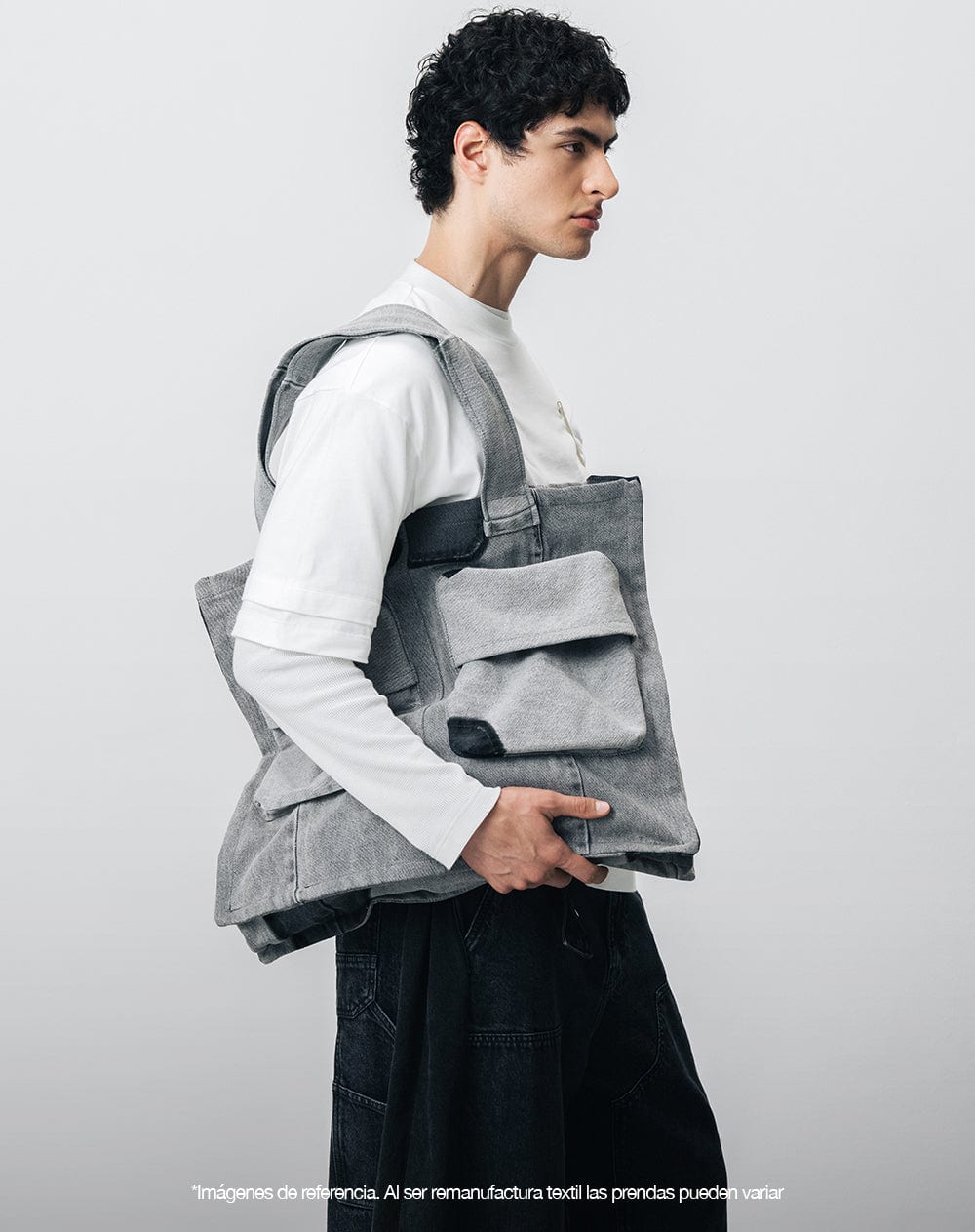 Tote bag denim maxi remanufacturado Gef x Alejandro Crocker mujer - imagen 5