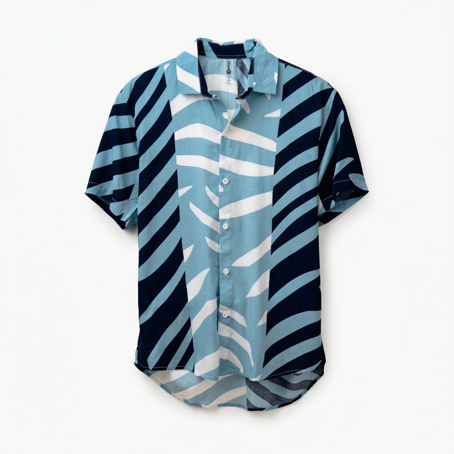 Camisa Cuello Clasico Estampada Azul JO022 - imagen 4