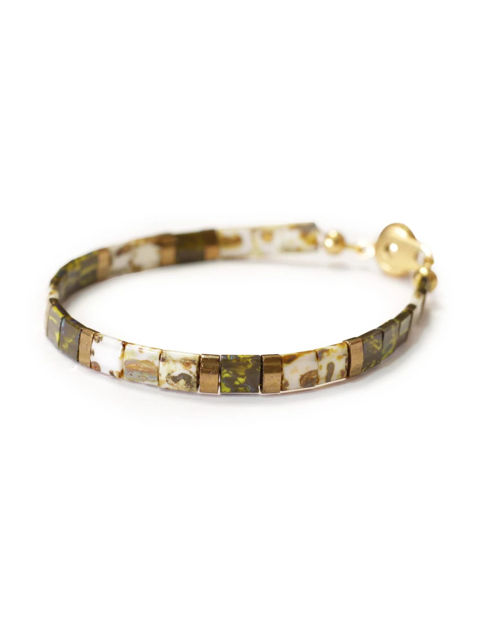 Brazalete Miyuki Tila Marmol Negro 5mm - imagen 5