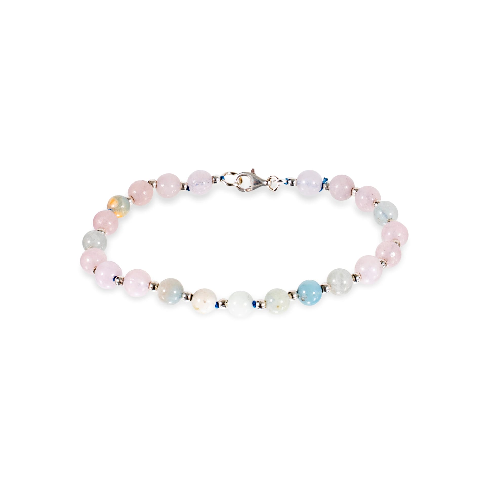 AQUA VOID BRACELET | PULSERA DE PIEDRAS AGUA MARINA Y BALINES EN PLATA 925 - imagen 1