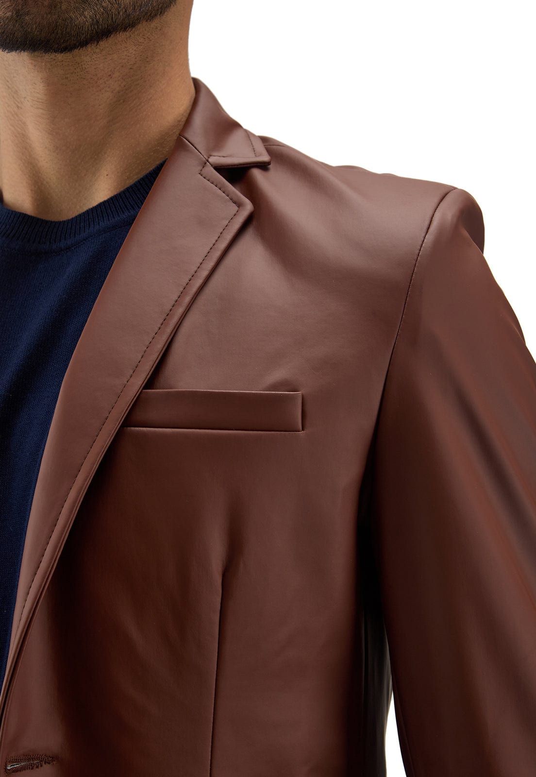Blazer en cuerina café - imagen 12