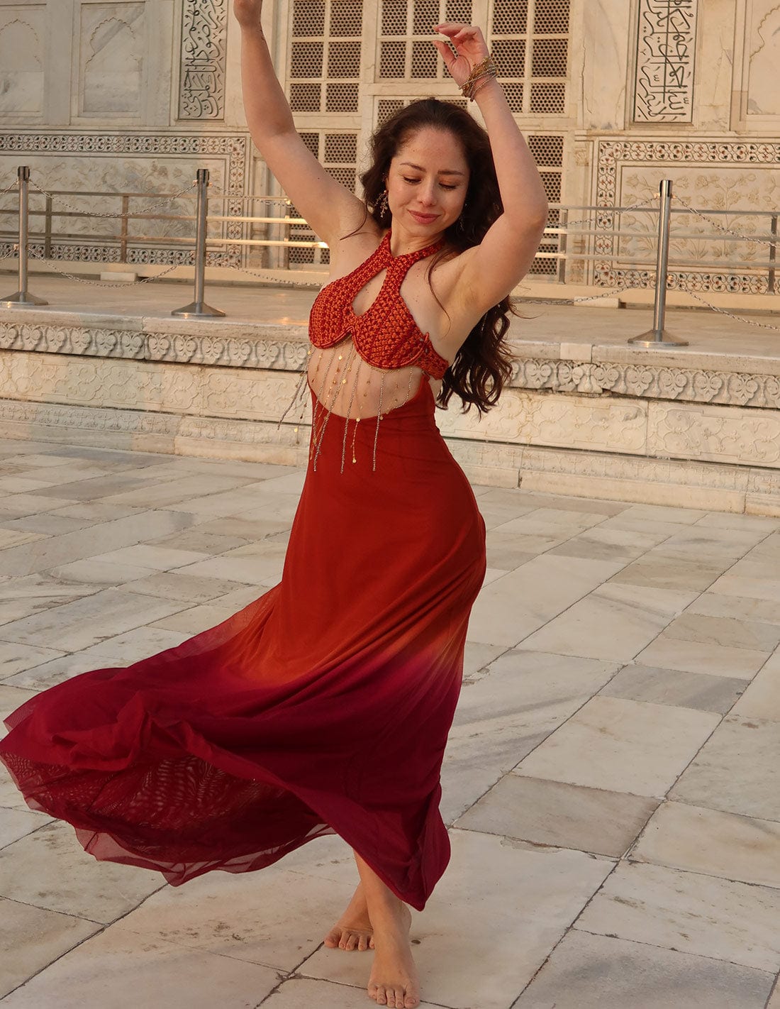 Falda Sairi Burgundy + Ochre - imagen 4
