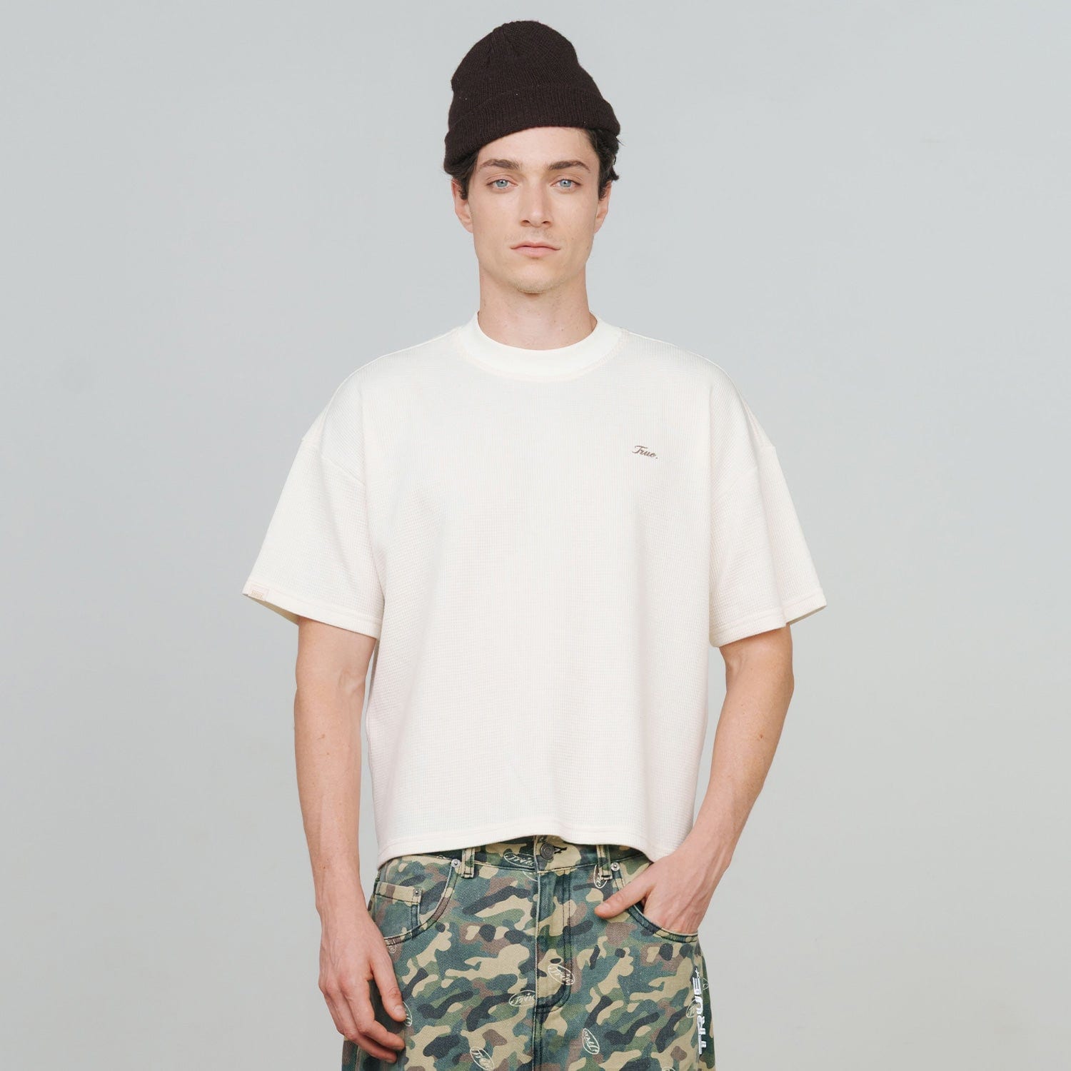 Textured Boxy Tee - Cream - imagen 3