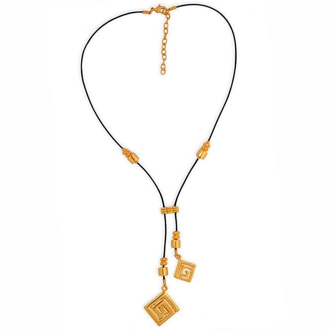 Collar Cuero Negro Corbata dos Dijes Pequeños Decoración Típica Calima - imagen 1