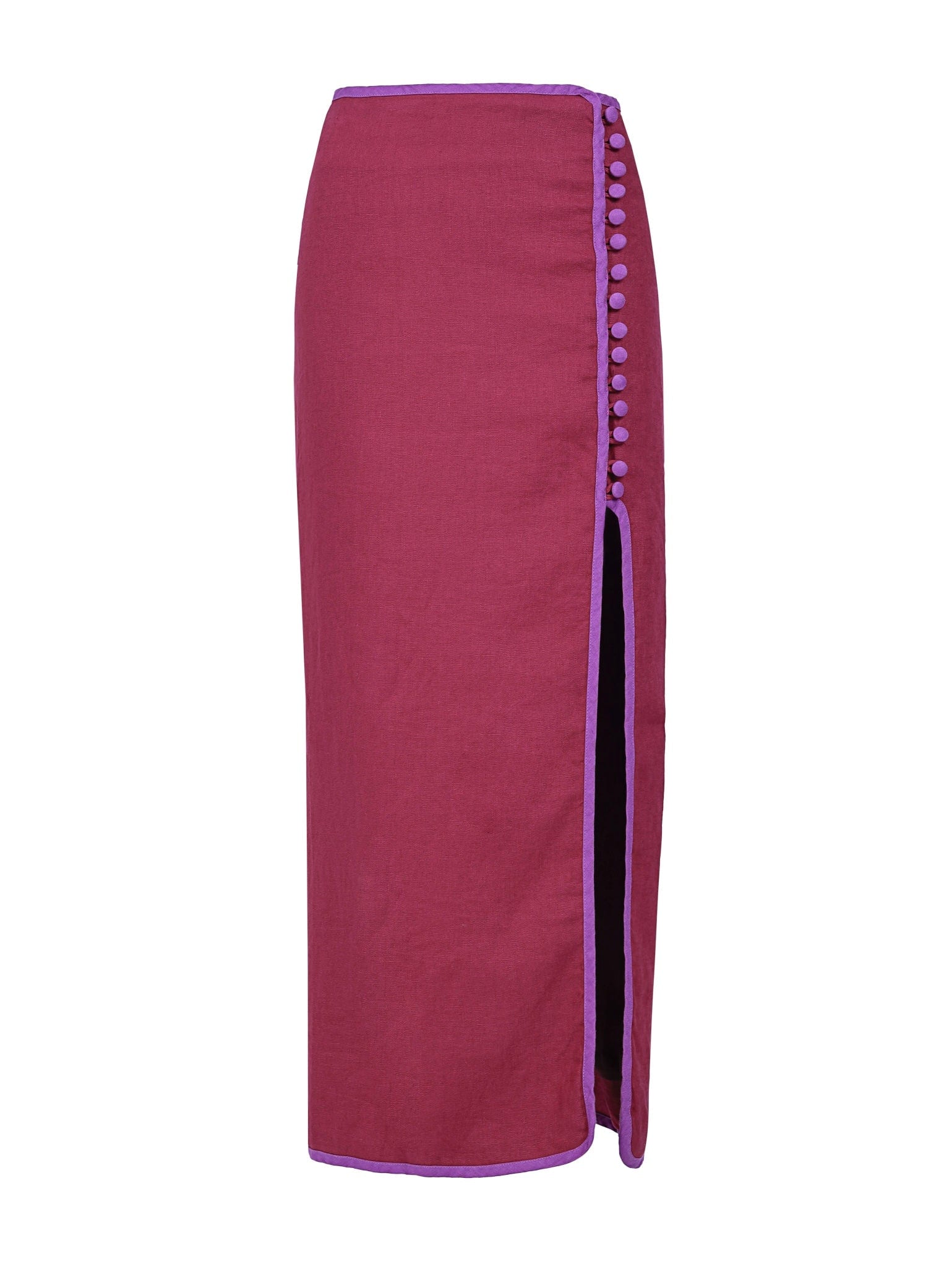 Falda Qipao de lino | Vino / Morado - imagen 1