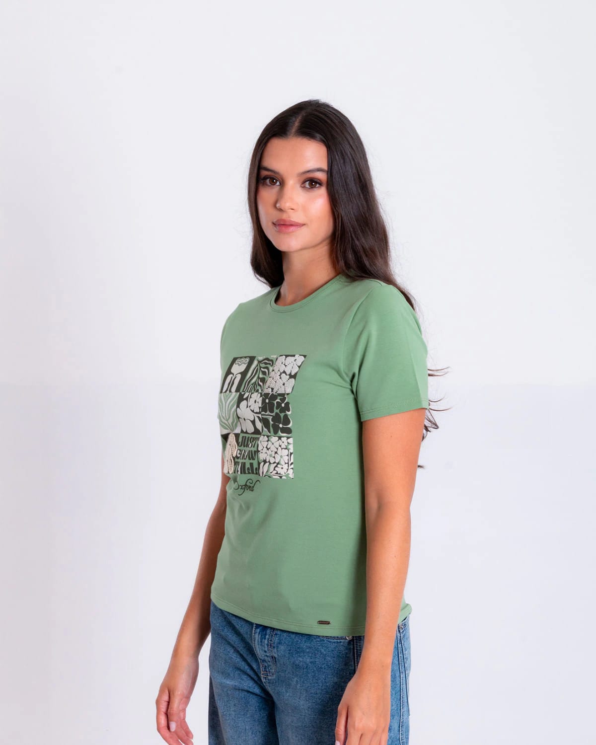 Camiseta verde estampado frontal para mujer - imagen 2