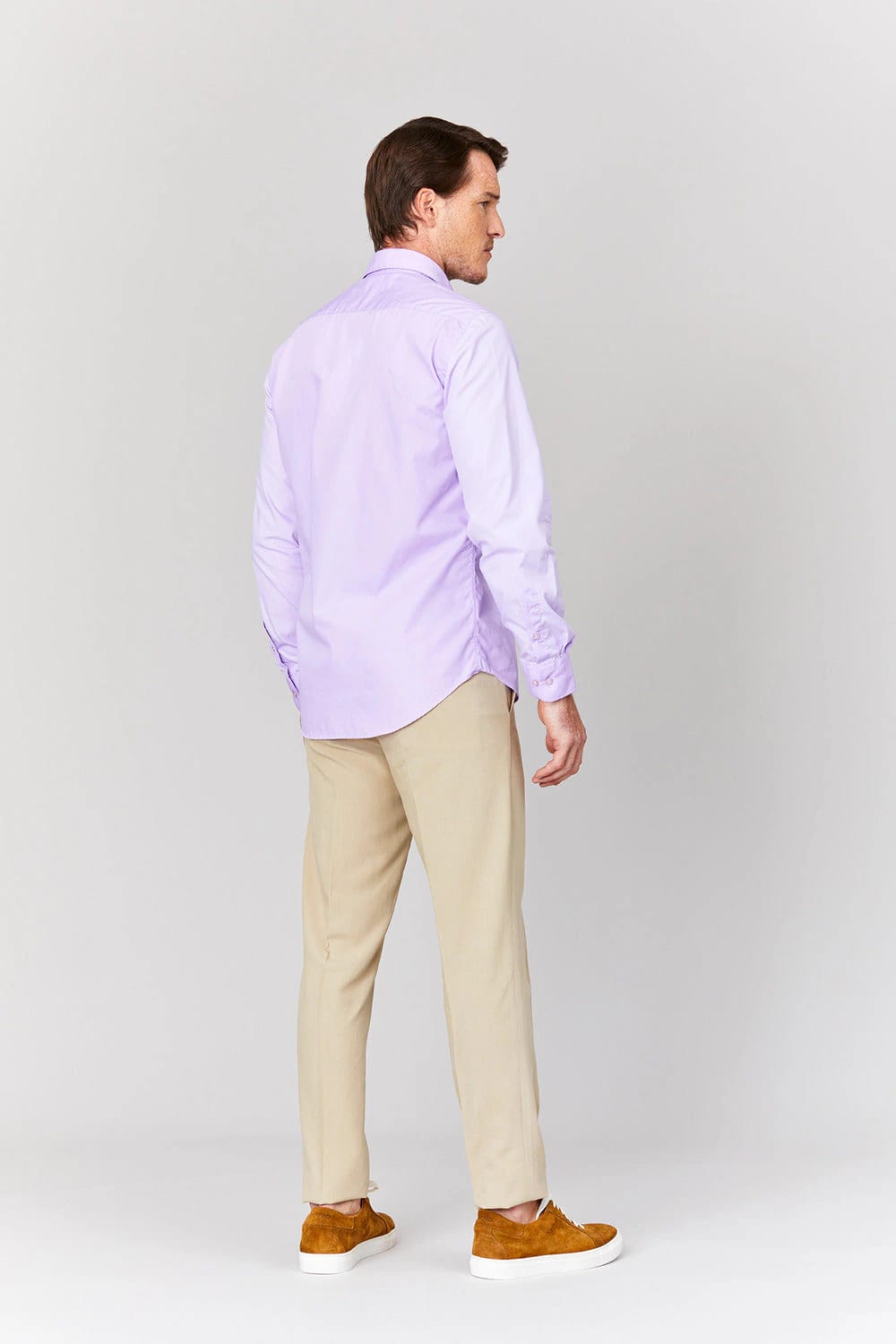 Men's basic lilac cotton muslin shirt - imagen 2