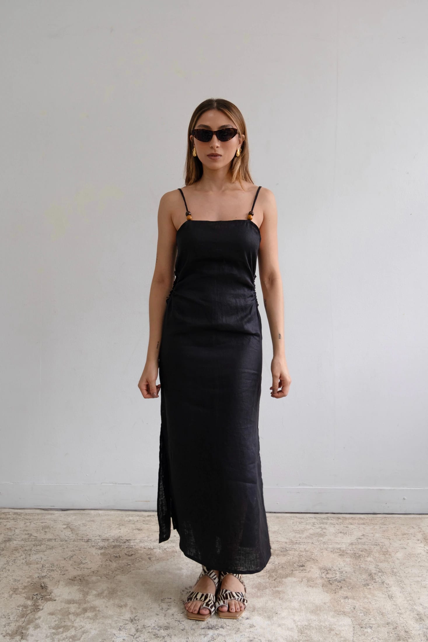 Vestido Bahía de lino | Negro - imagen 1
