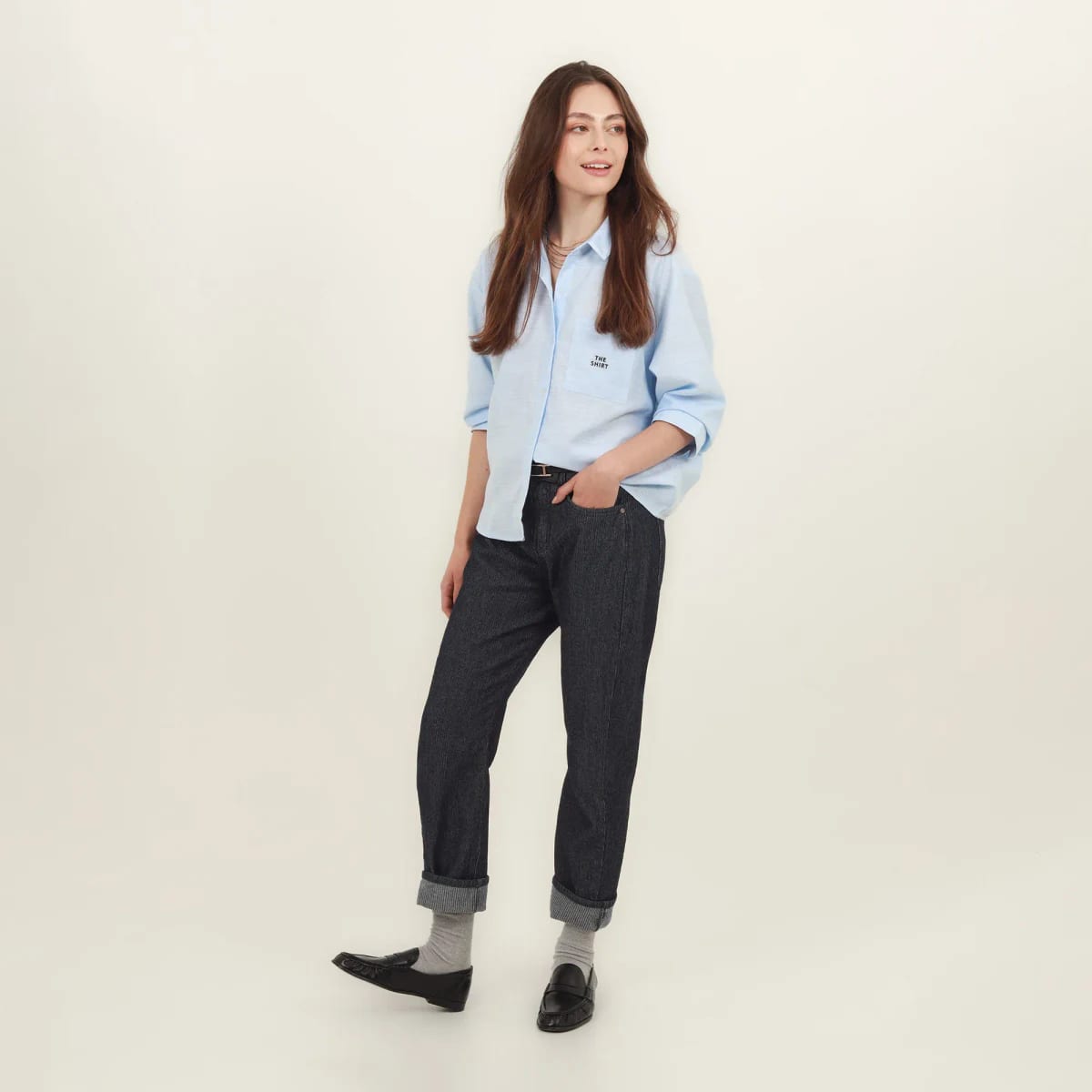 Blusa abierta cuello camisero manga 3/4 con estampado - imagen 5