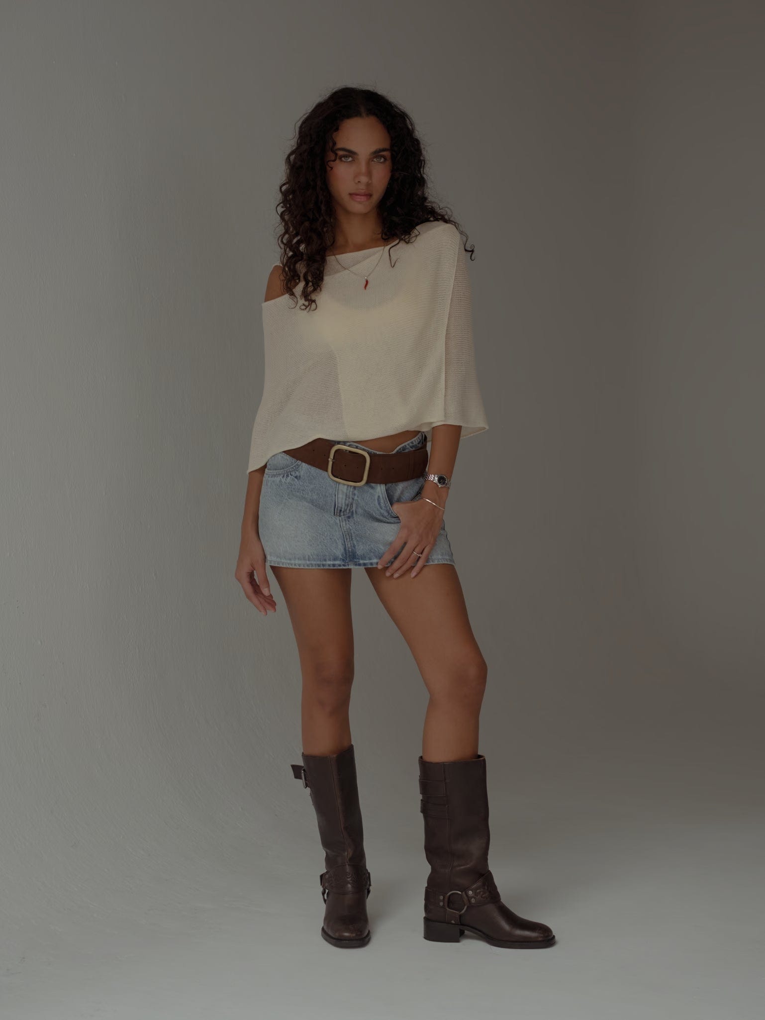 KNIT PONCHO - VANILLA - imagen 11
