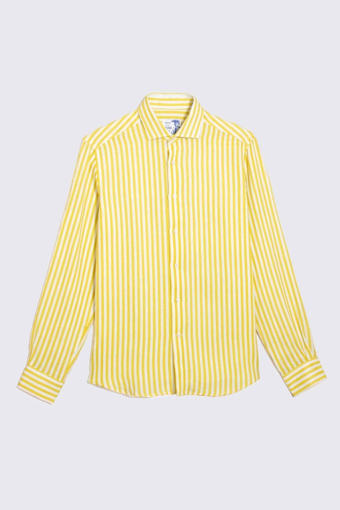 Men's linen shirt yellow striped - imagen 8