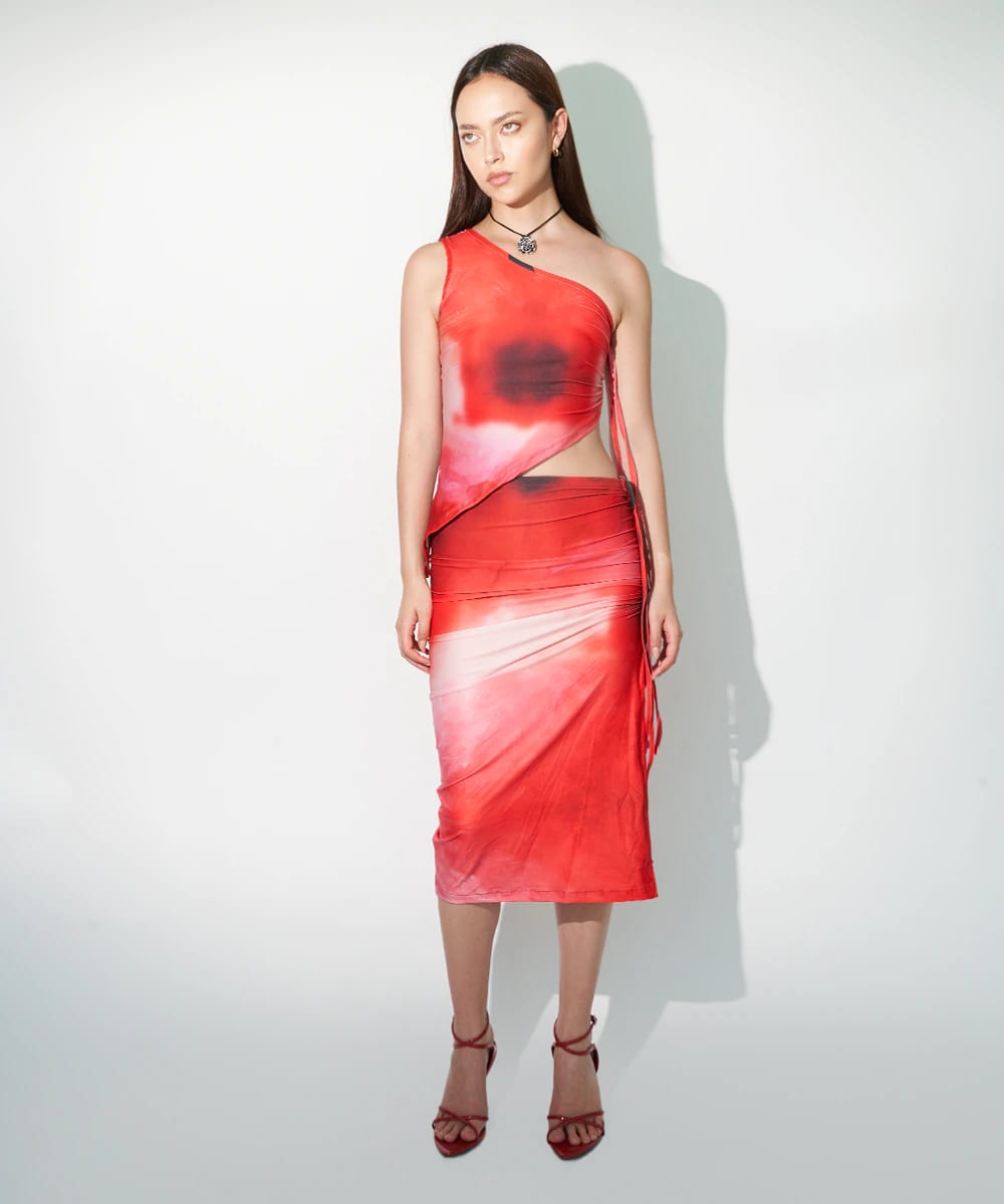 Drawstring Skirt in Rose Red - imagen 2