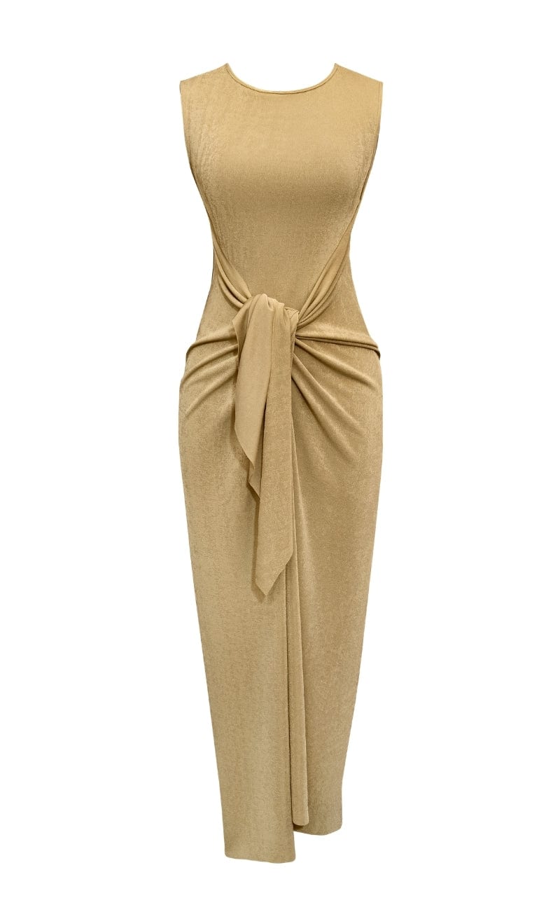 VESTIDO LARGO OBA DORADO - imagen 1