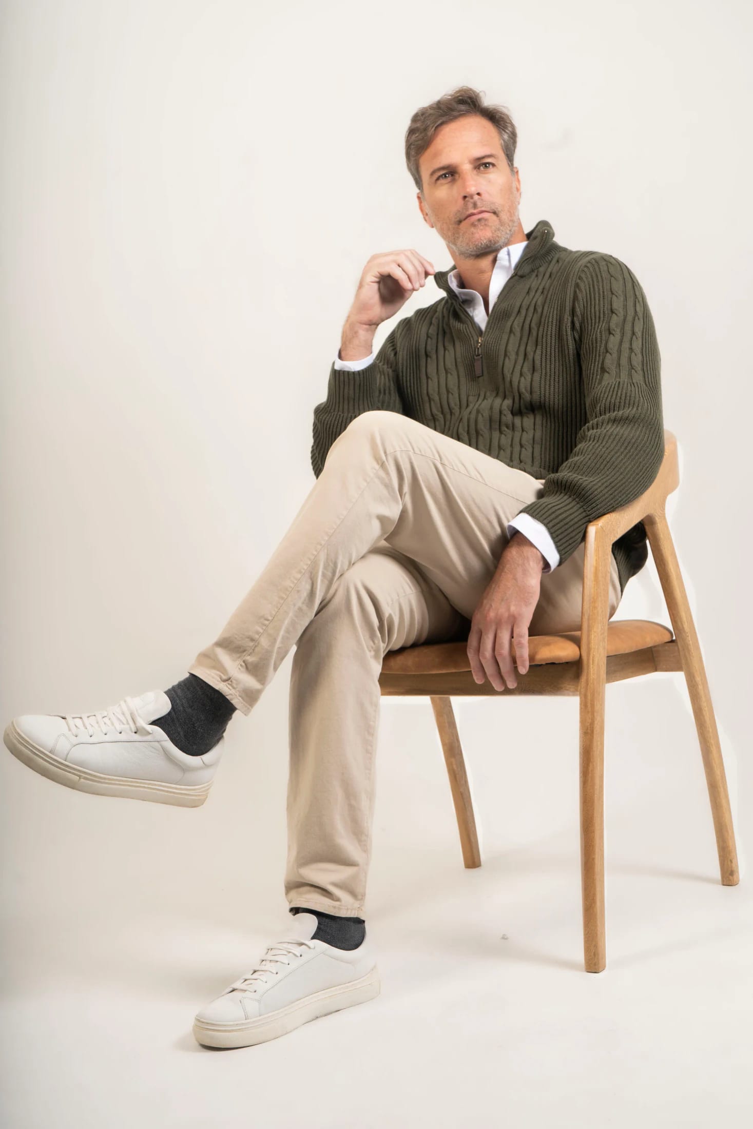 Suéter Halfzip Highland Hombre Verde Militar - imagen 10