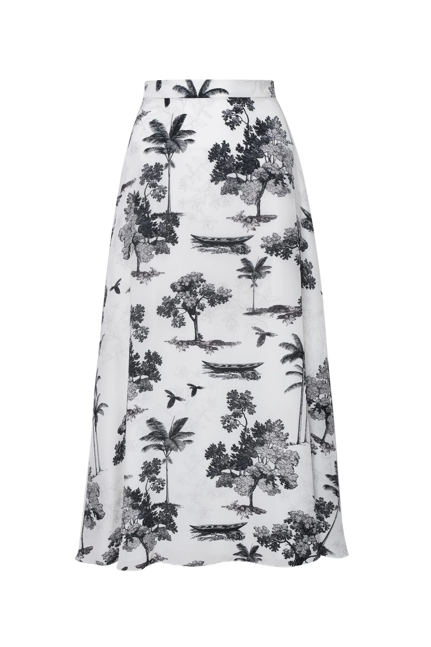 Capri Crepe Chine Midi Skirt / Ivory Trees - imagen 1