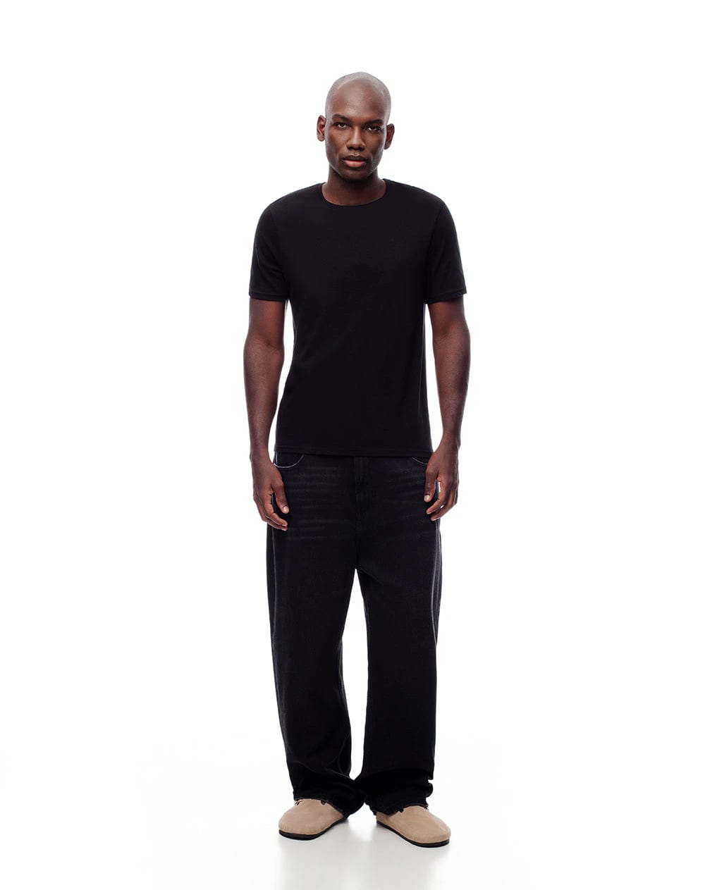 Camiseta relax algodón jersey negra hombre - imagen 4