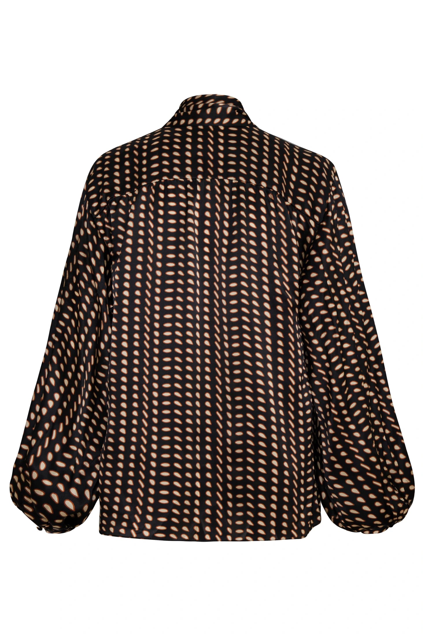 Simonetta Satin Silk Shirt / Black & Ivory Seeds - imagen 3