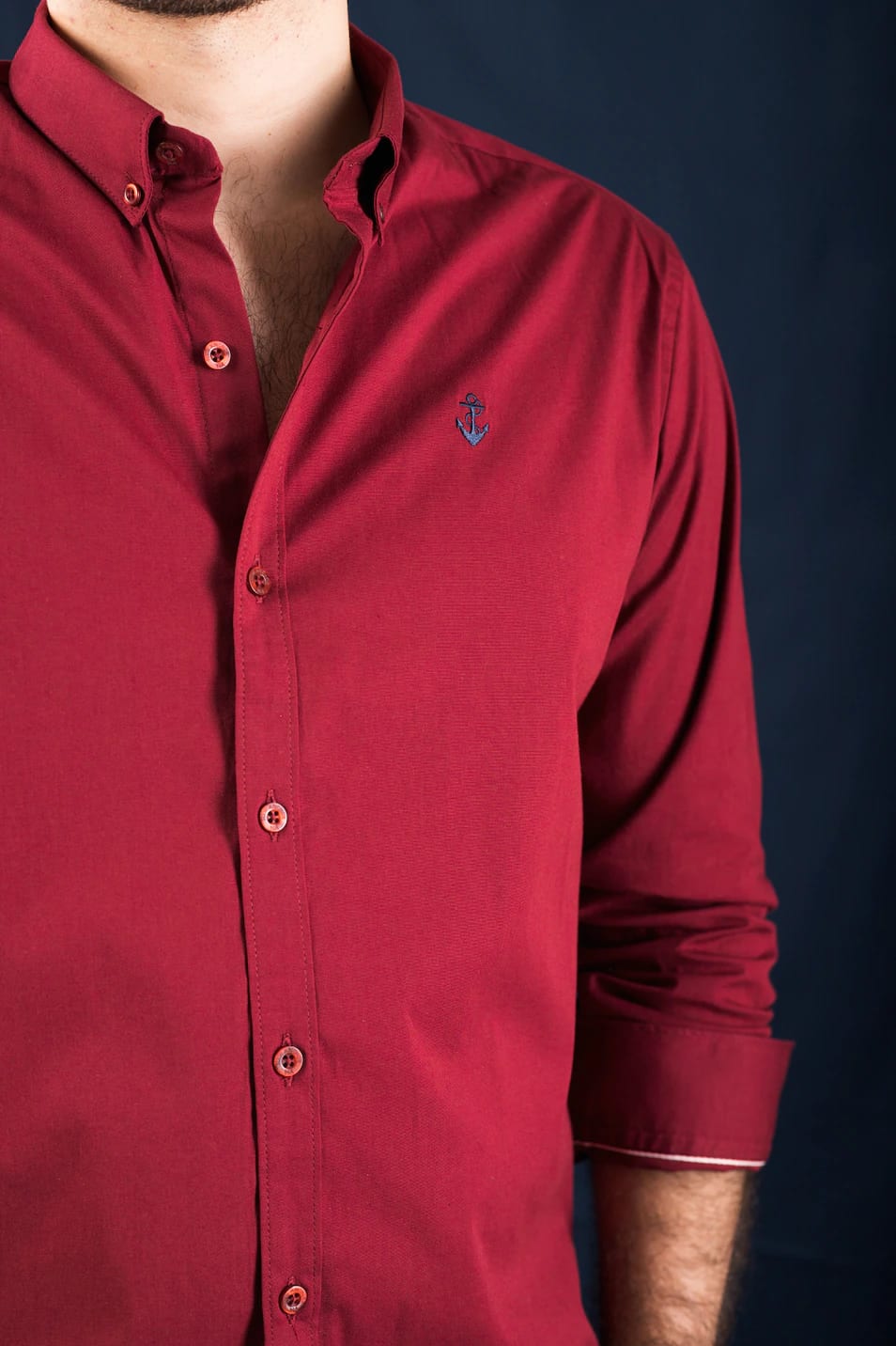 Camisa Rojo Oscuro A Navy - imagen 3