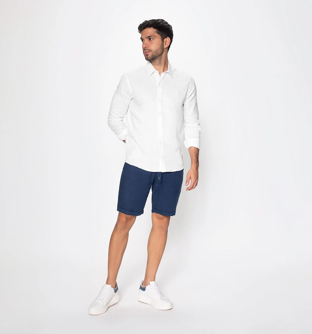 Camisa en lino manga larga regular fit - imagen 1