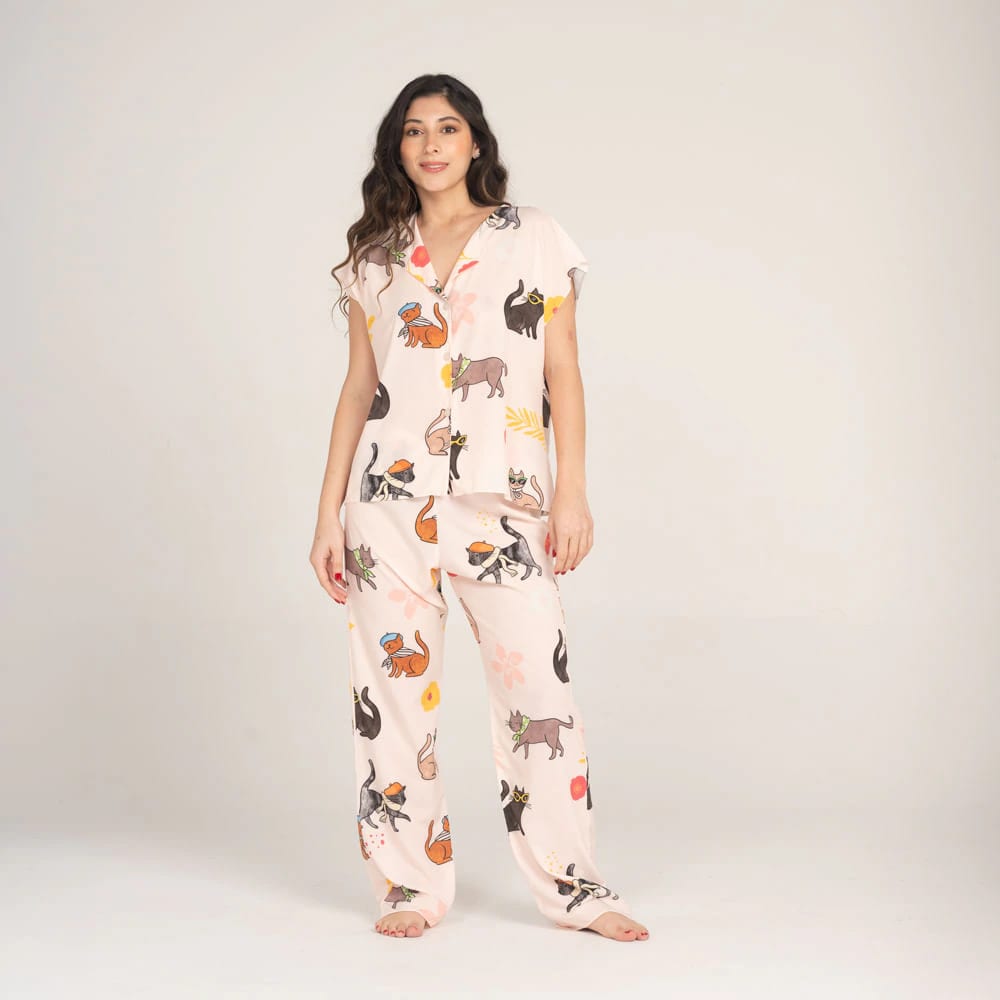 Conjunto de Pijama Pantalón Largo Gatuna - imagen 1