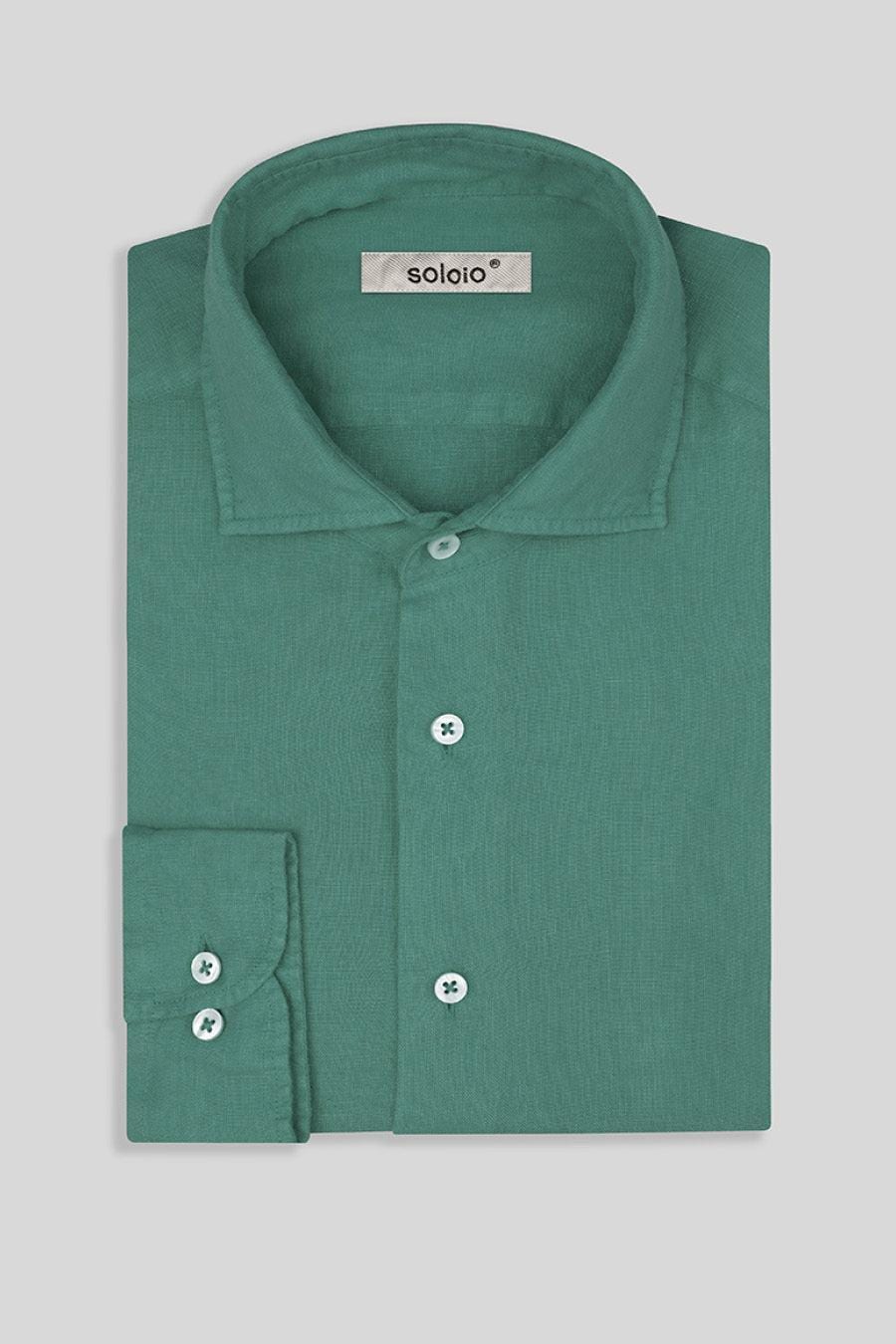 men’s linen shirt green persa basic - imagen 4