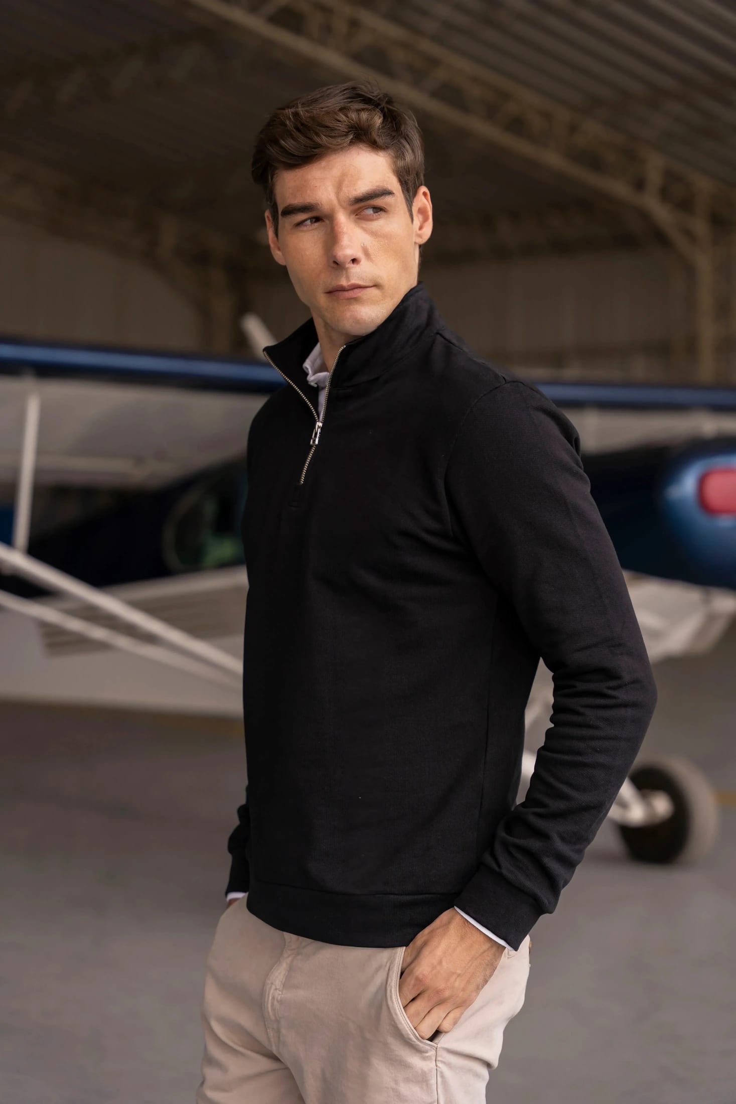 Halfzip Premium Comfy Hombre Negro - imagen 1