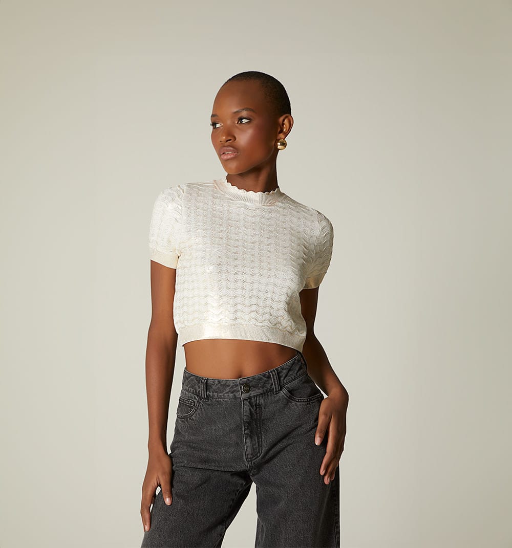 Blusa tejida efecto foil - imagen 5