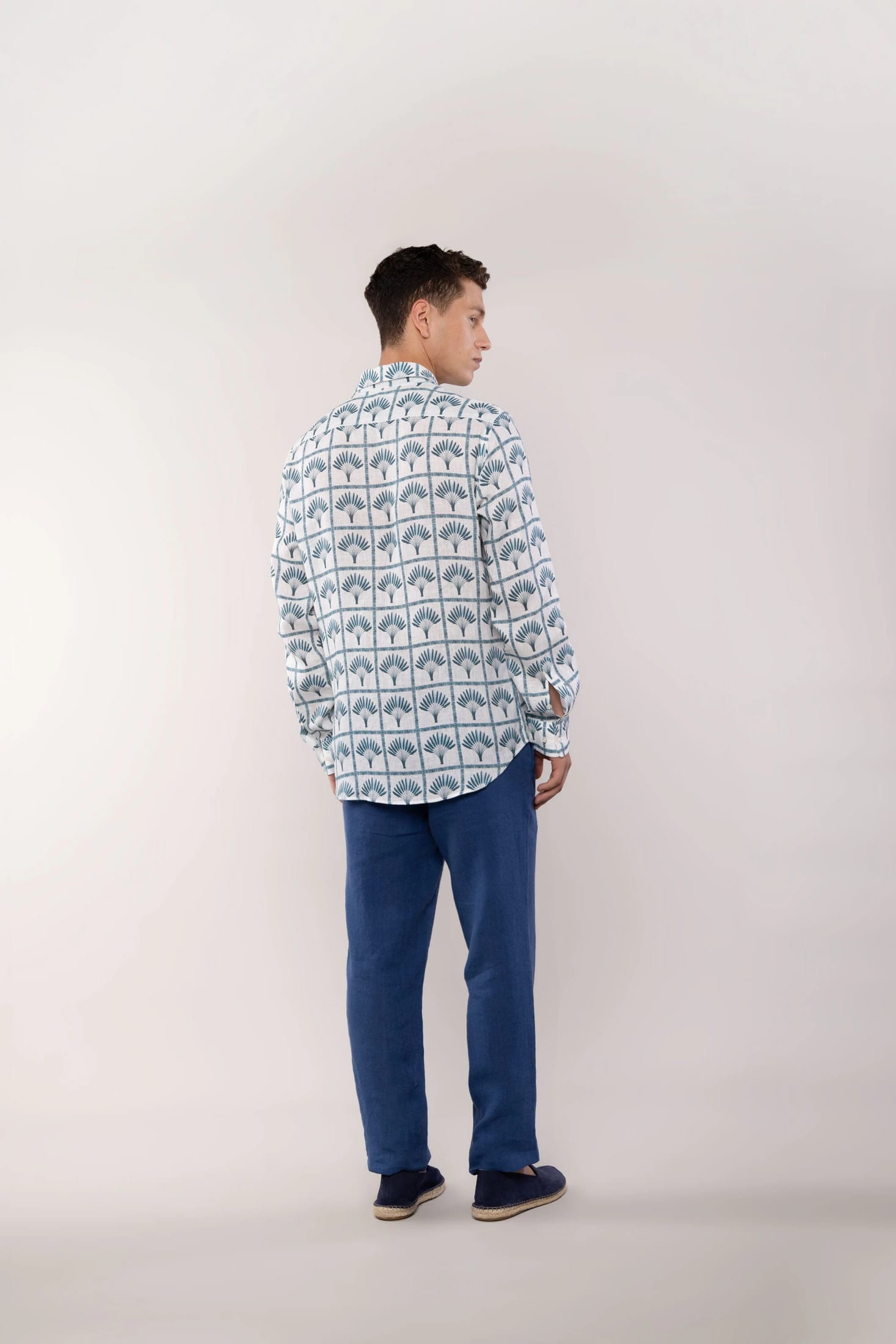 Men's linen shirt navy palmar - imagen 5