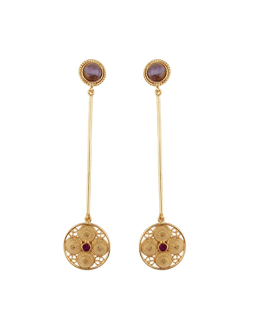 Aretes largos filigrana y amatista Atanasia - imagen 1