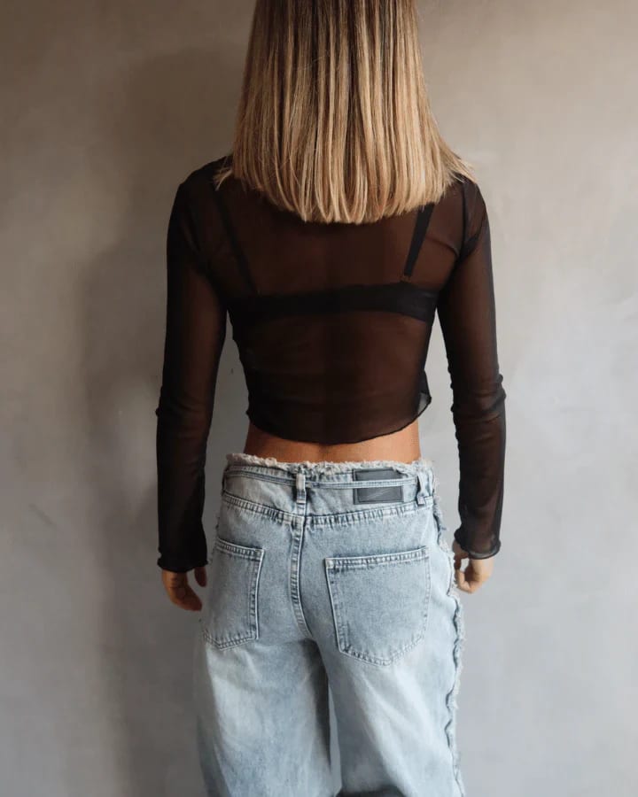 MESH CARDIGAN NEGRO - imagen 6