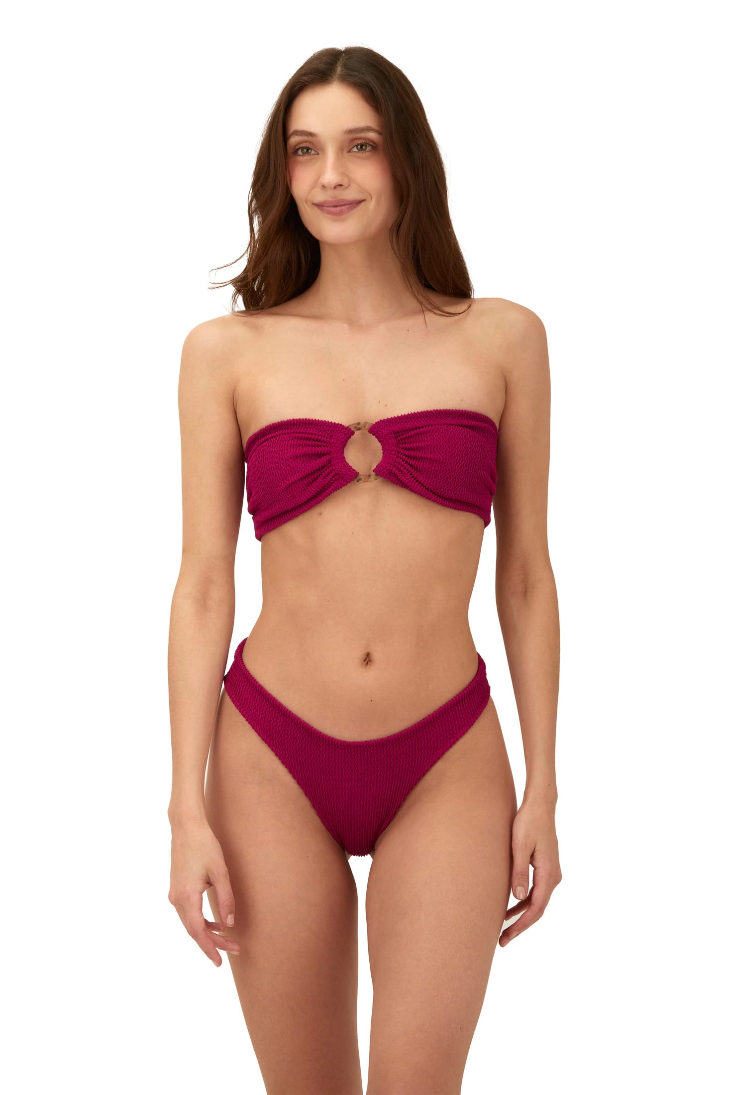 Textured Wave Brisa Raspberry Cast Bandeau Top - imagen 1