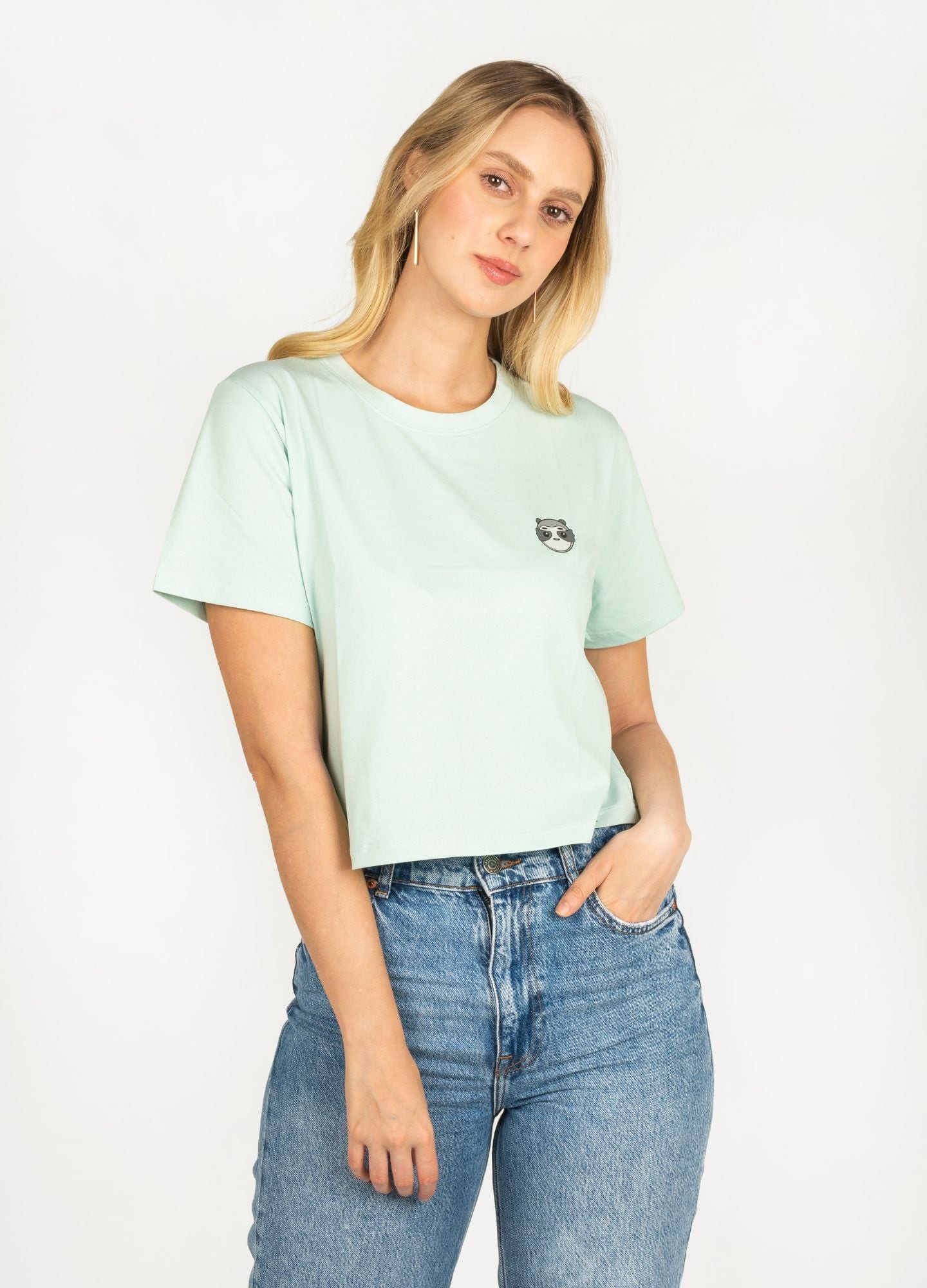 Basic Perezoso Crop Top – Celeste - imagen 1