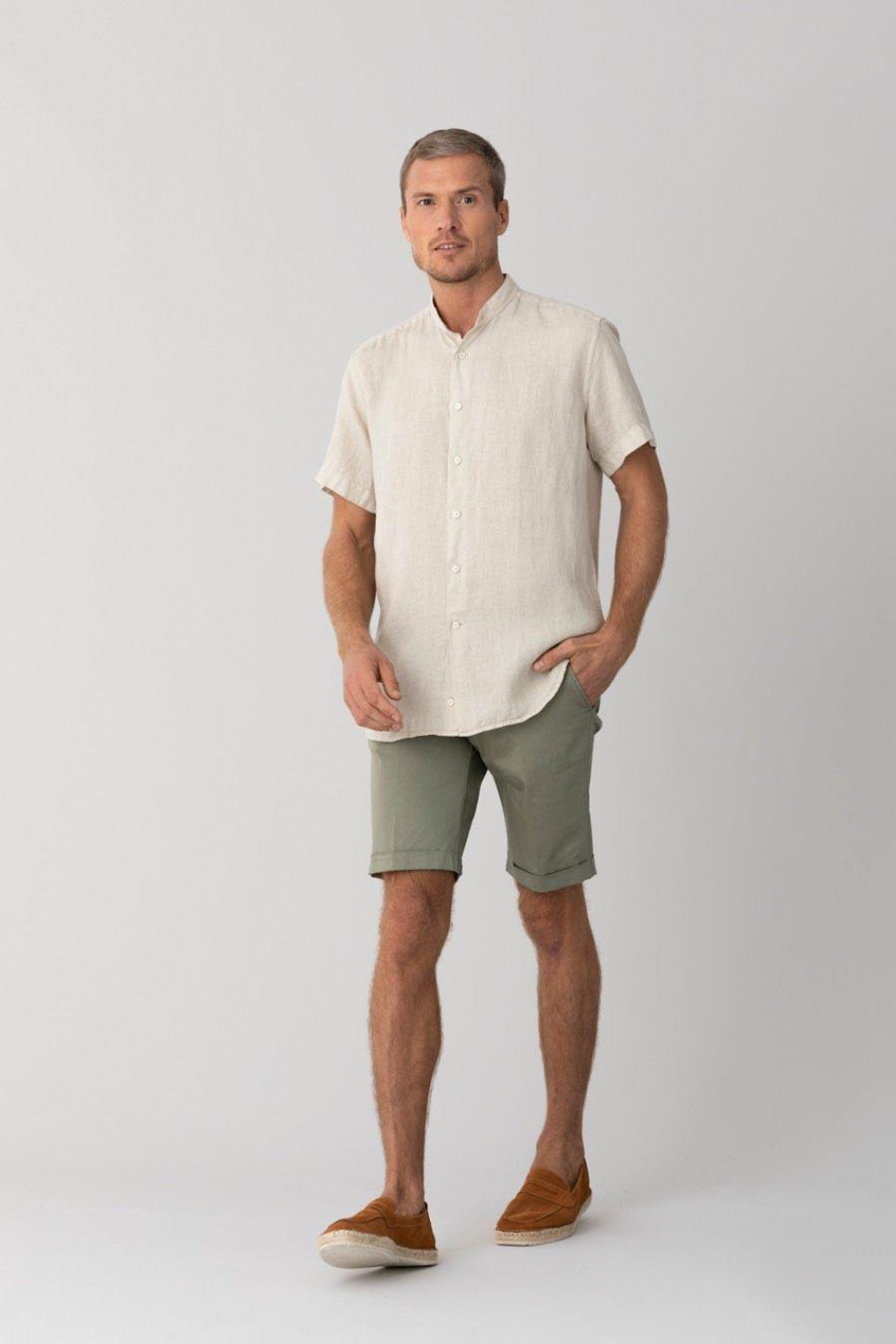 men’s linen shirt mao beige basic - imagen 5