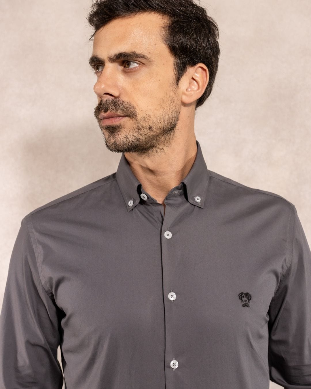 Camisa Antimanchas Popelina Gris Oscuro - Talla Regular - imagen 2