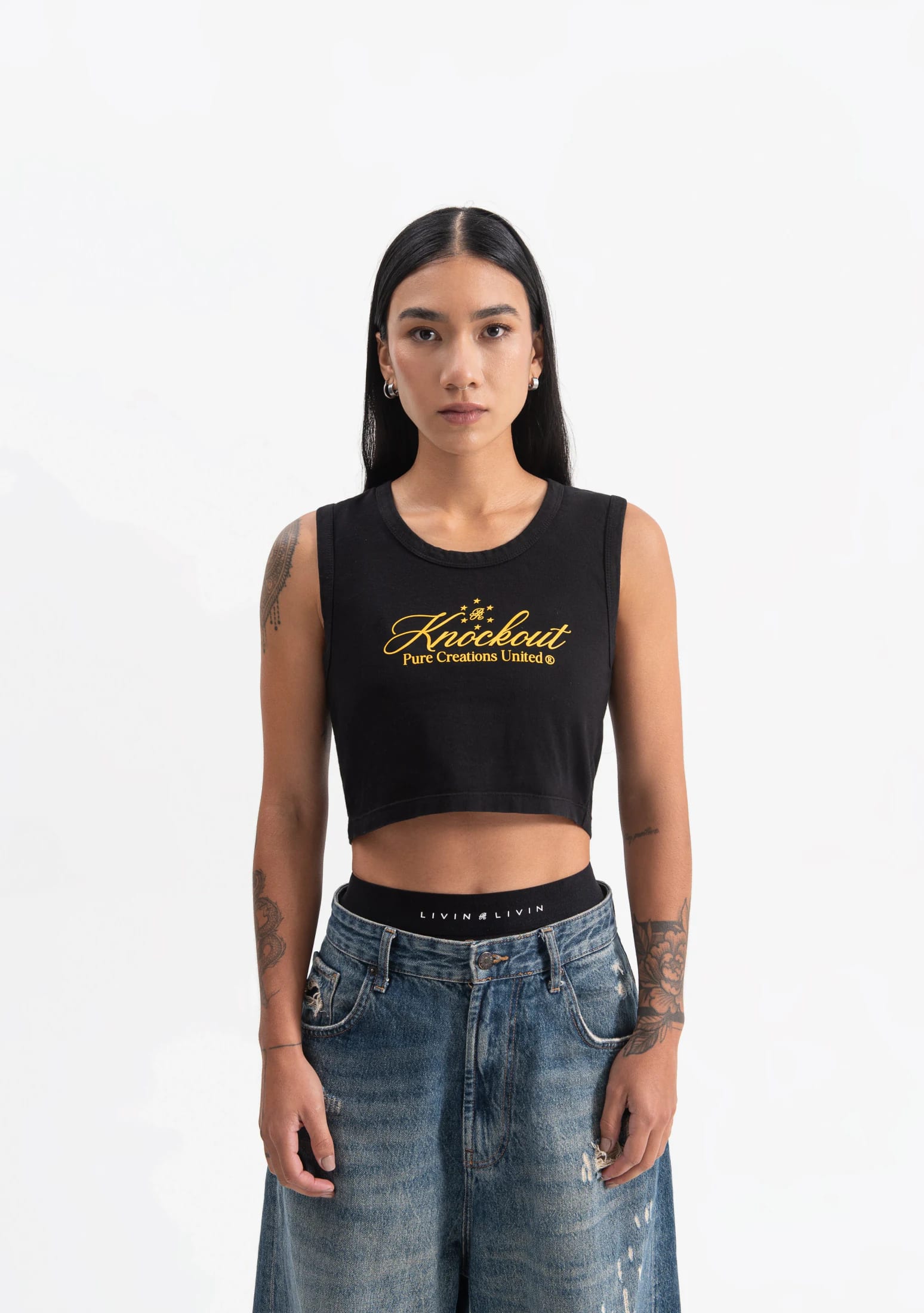 knockout black crop top - imagen 10