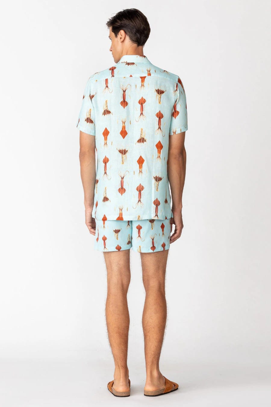 Men's linen shirt sky blue egret - imagen 3
