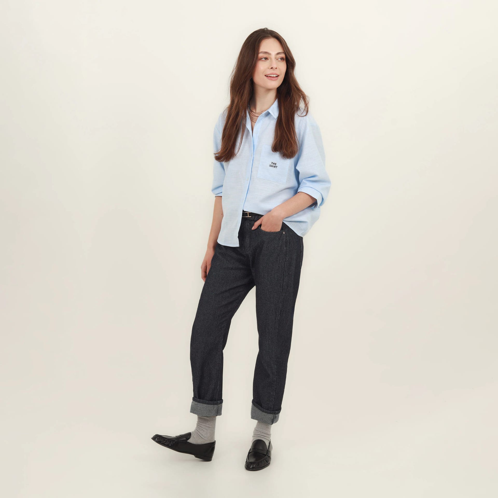 Blusa abierta cuello camisero manga 3/4 con estampado - imagen 1