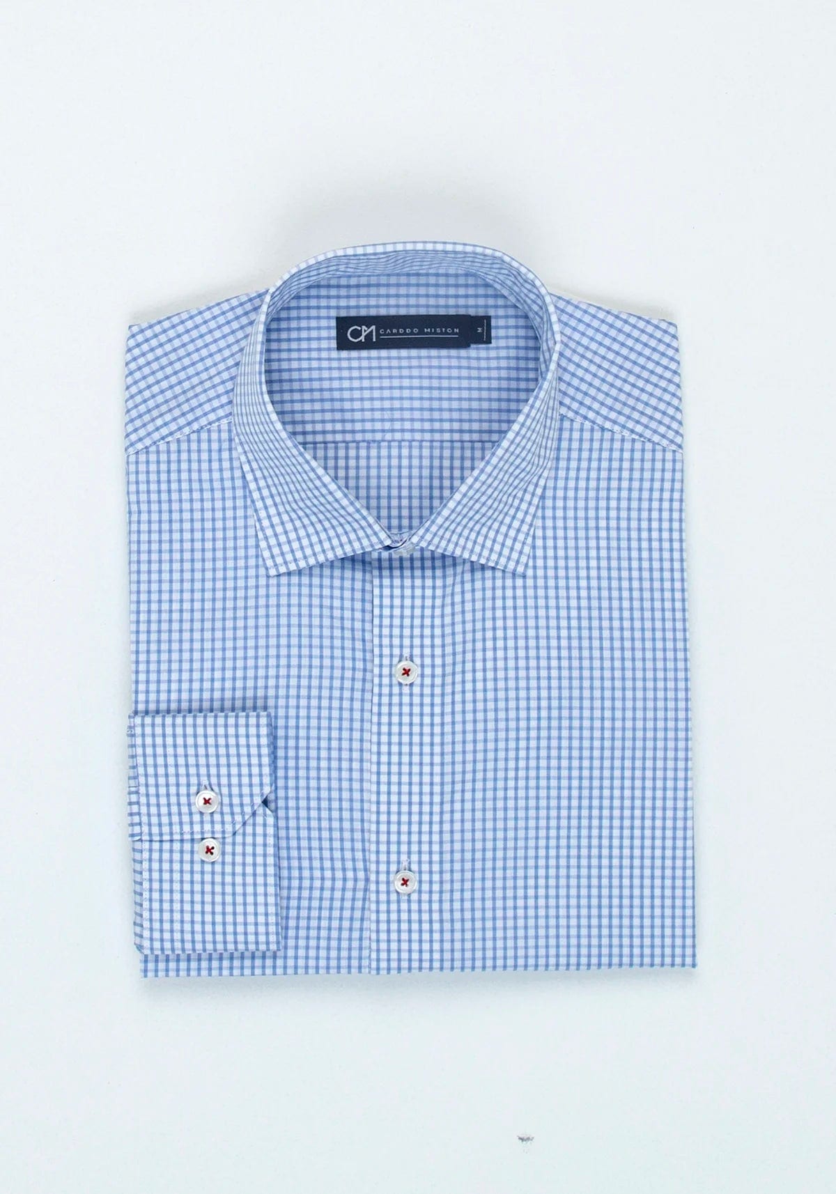 Camisa Popelín Cuadro Ventana Algodón Azul Claro - imagen 5