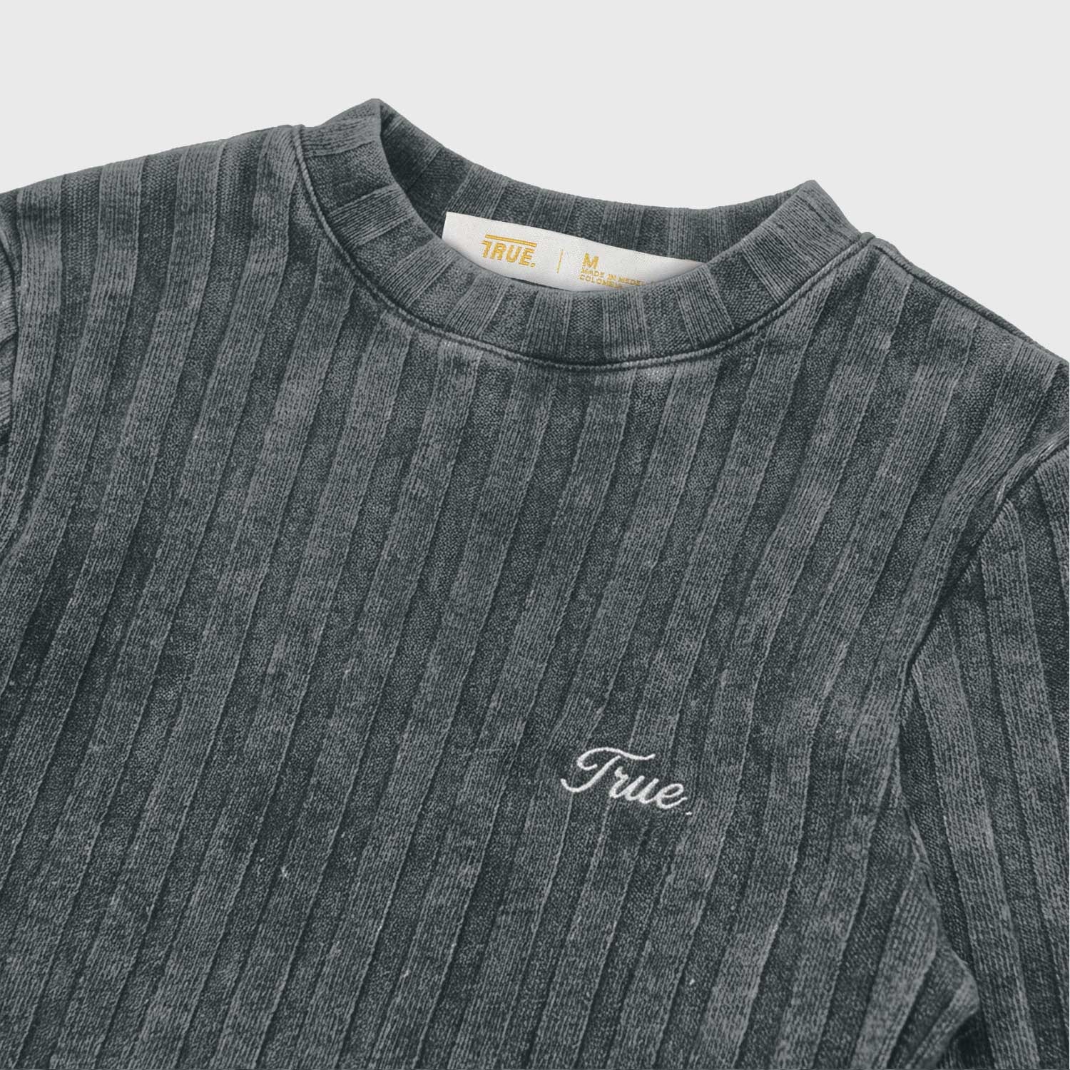 Slim Ribbed Long Sleeve - Washed Black - imagen 4