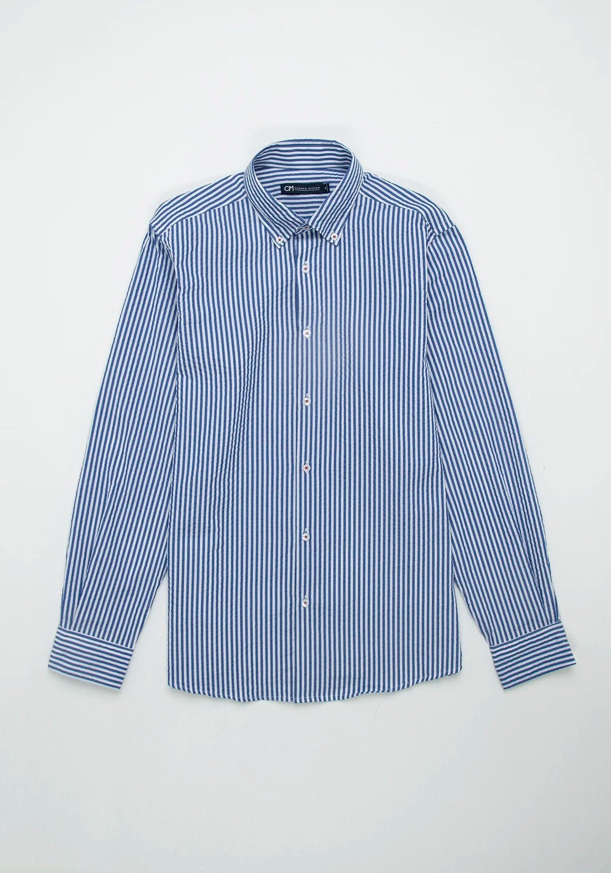 Camisa Seersucker Raya Candela Algodón Azul Medio - imagen 1